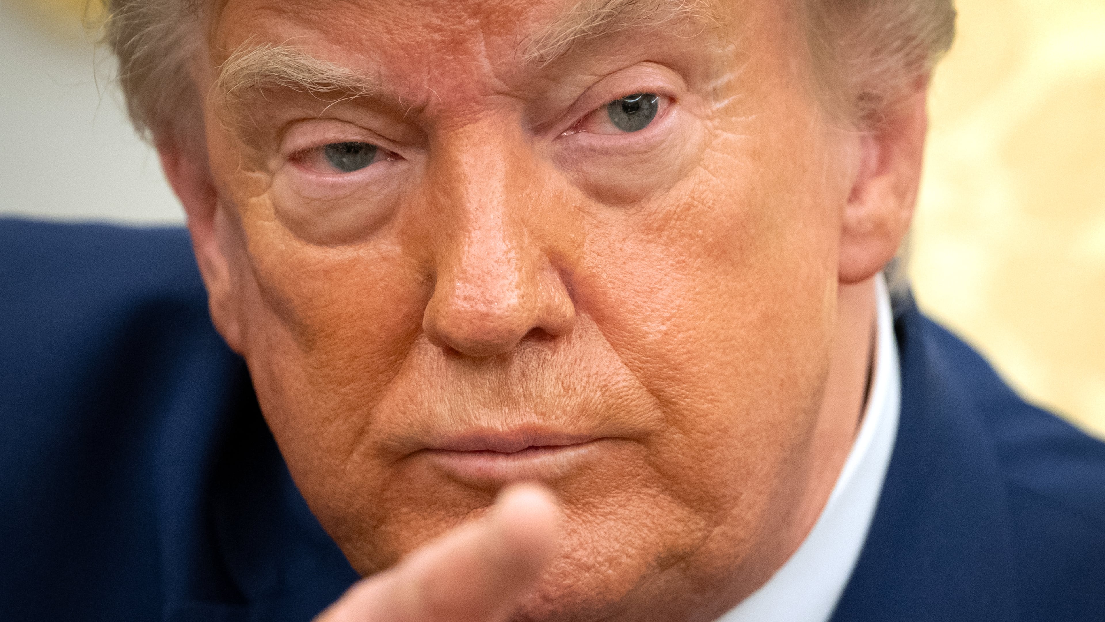 President Donald Trump gestures while meeting with Lebanese President Joseph Aoun in the Oval Office at the White House, Tuesday, July 21, 2026, in Washington. (AP Photo/Mark Schiefelbein)