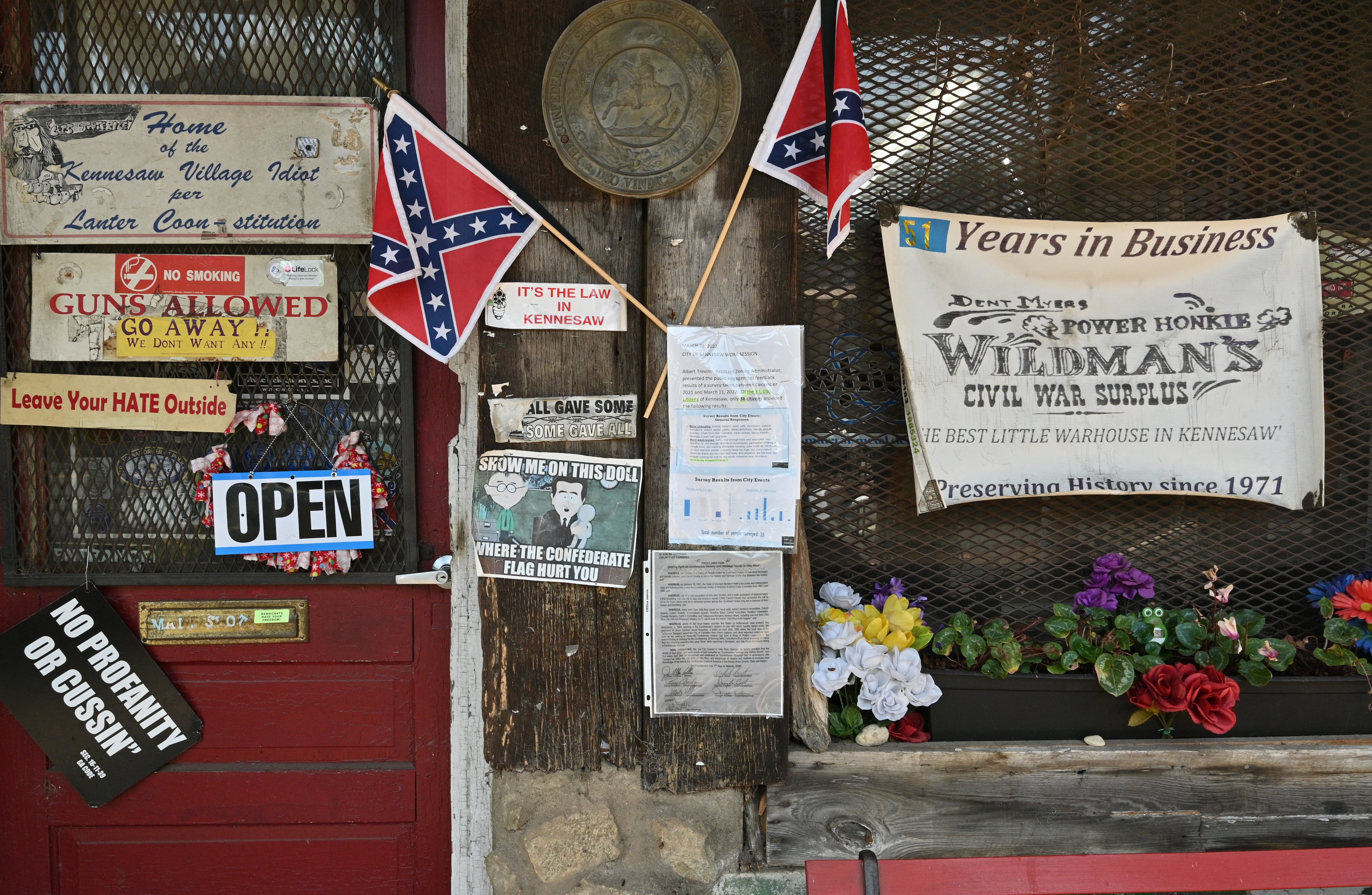 Exterior of Wildman's Civil War Surplus in Kennesaw on Thursday, June 16, 2022. (Hyosub Shin/AJC)