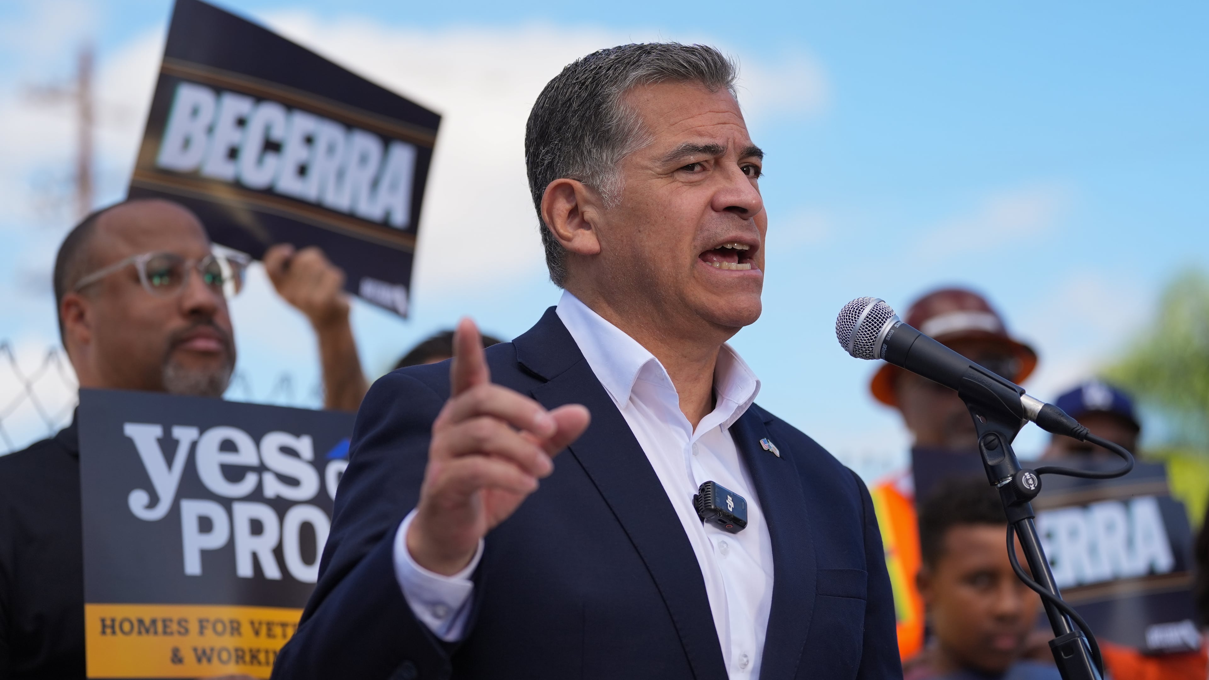 California gubernatorial candidate Xavier Becerra speaks at a news conference on California's housing affordability crisis in Long Beach, Calif., Friday, Sept. 4, 2026. (AP Photo/Jae C. Hong)