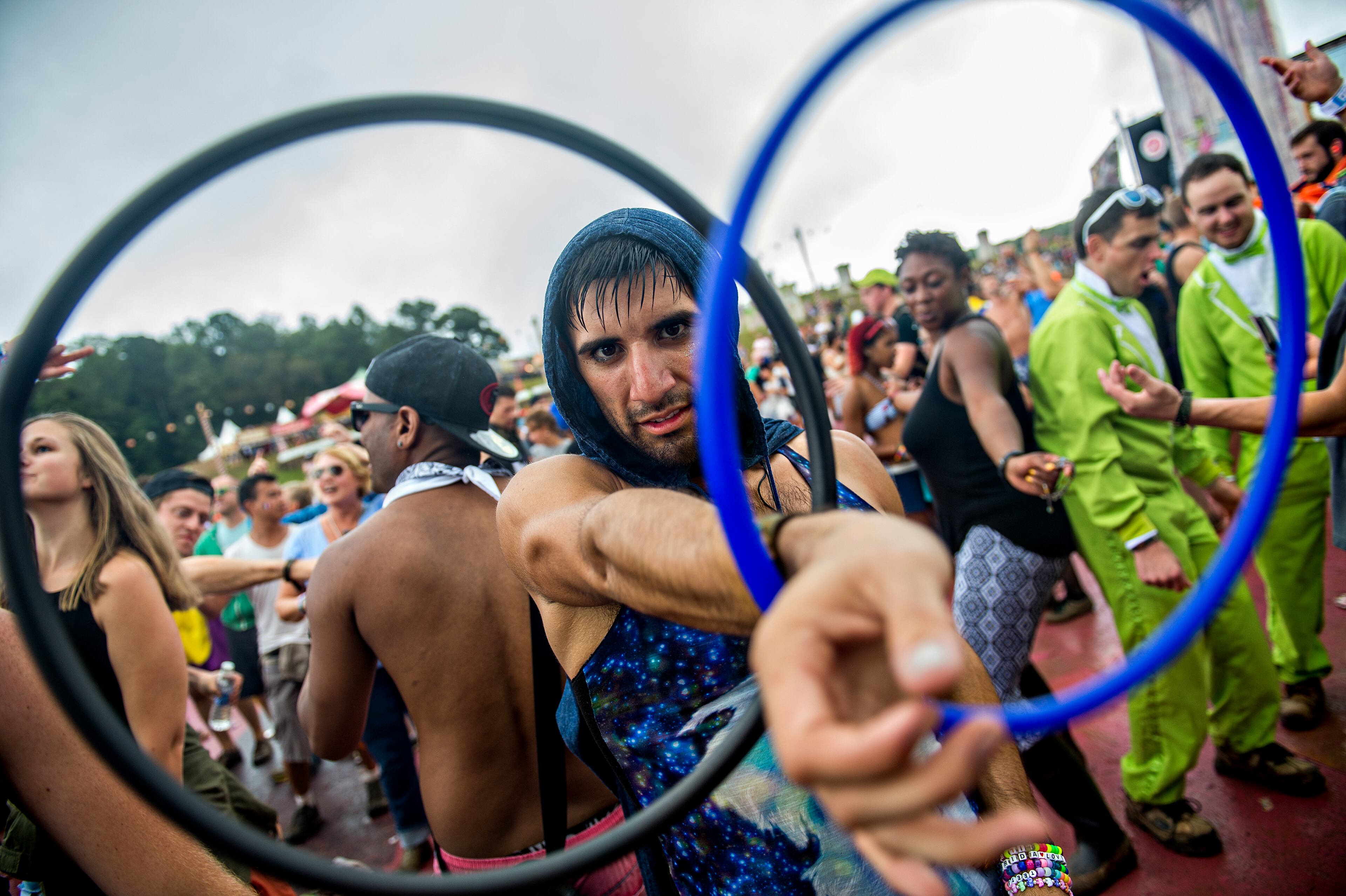 Rick Santizo plays with hula hoops during TomorrowWorld in Chattahoochee Hills on Saturday, September 26, 2015. The three day electronic music festival brought in close to 160,000 people to see deejays such as Tiesto, Afrojack, Paul van Dyk, Armin Van Buuren and more. JONATHAN PHILLIPS / SPECIAL