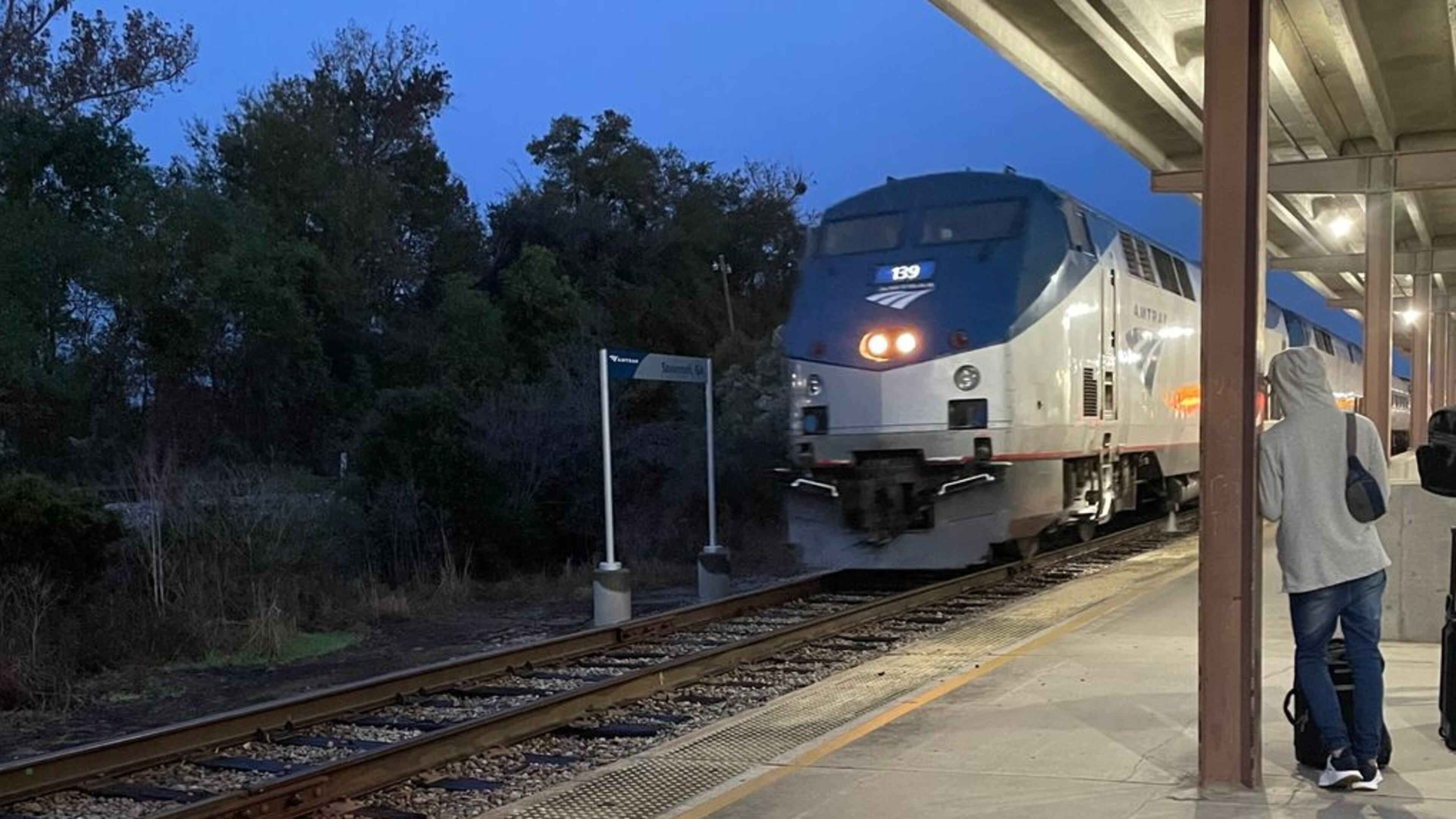 Amtrak train pulling into the Savannah, Georgia, station. (Photo Courtesy of Jenny Lynn Anderson)