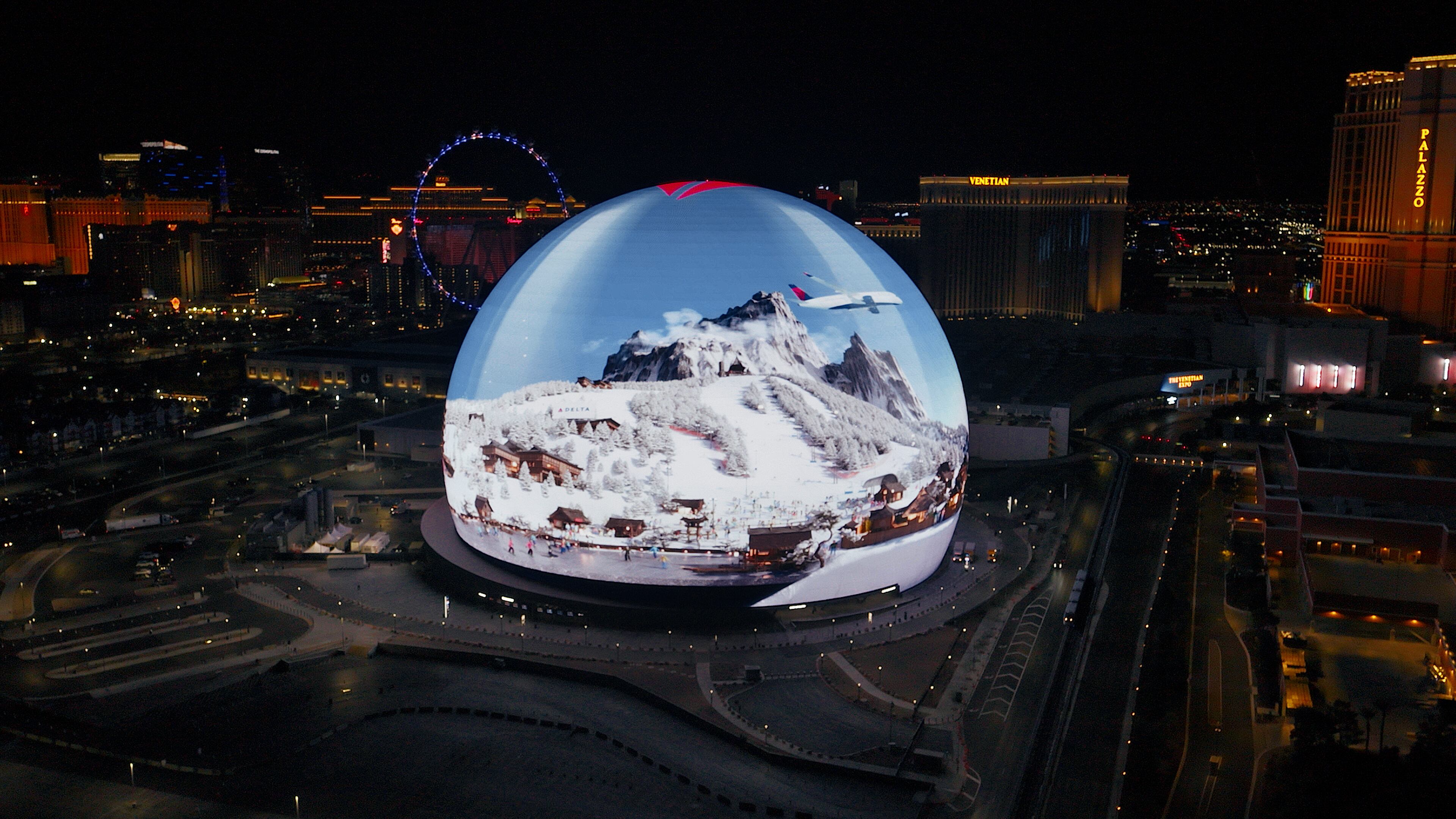 Delta hosted a keynote presentation at Sphere in Las Vegas during CES on January 7, 2025. Source: Delta