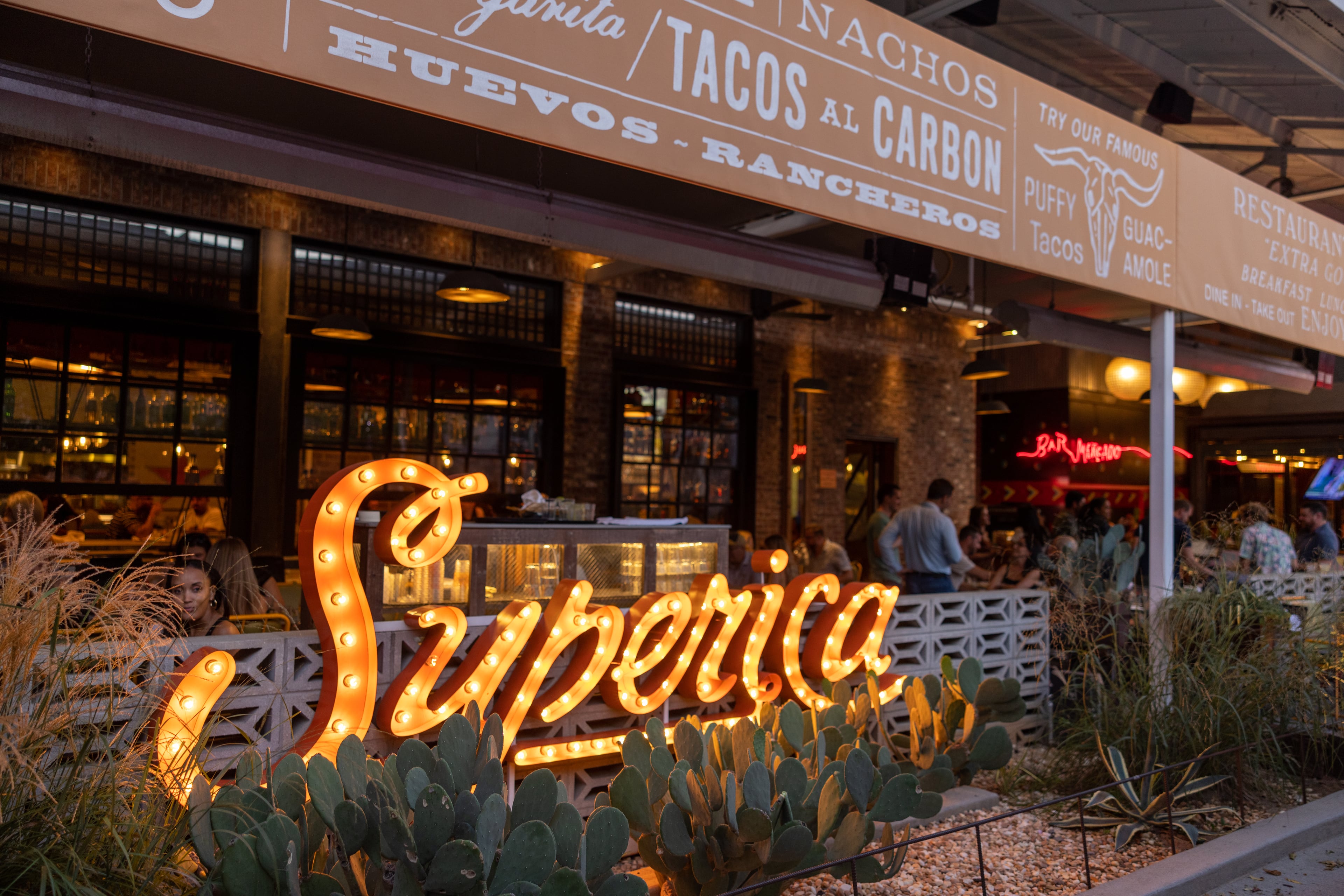 People dining at Superica restaurant at Krog Street Market. (Courtesy of Brandon McKeown)
