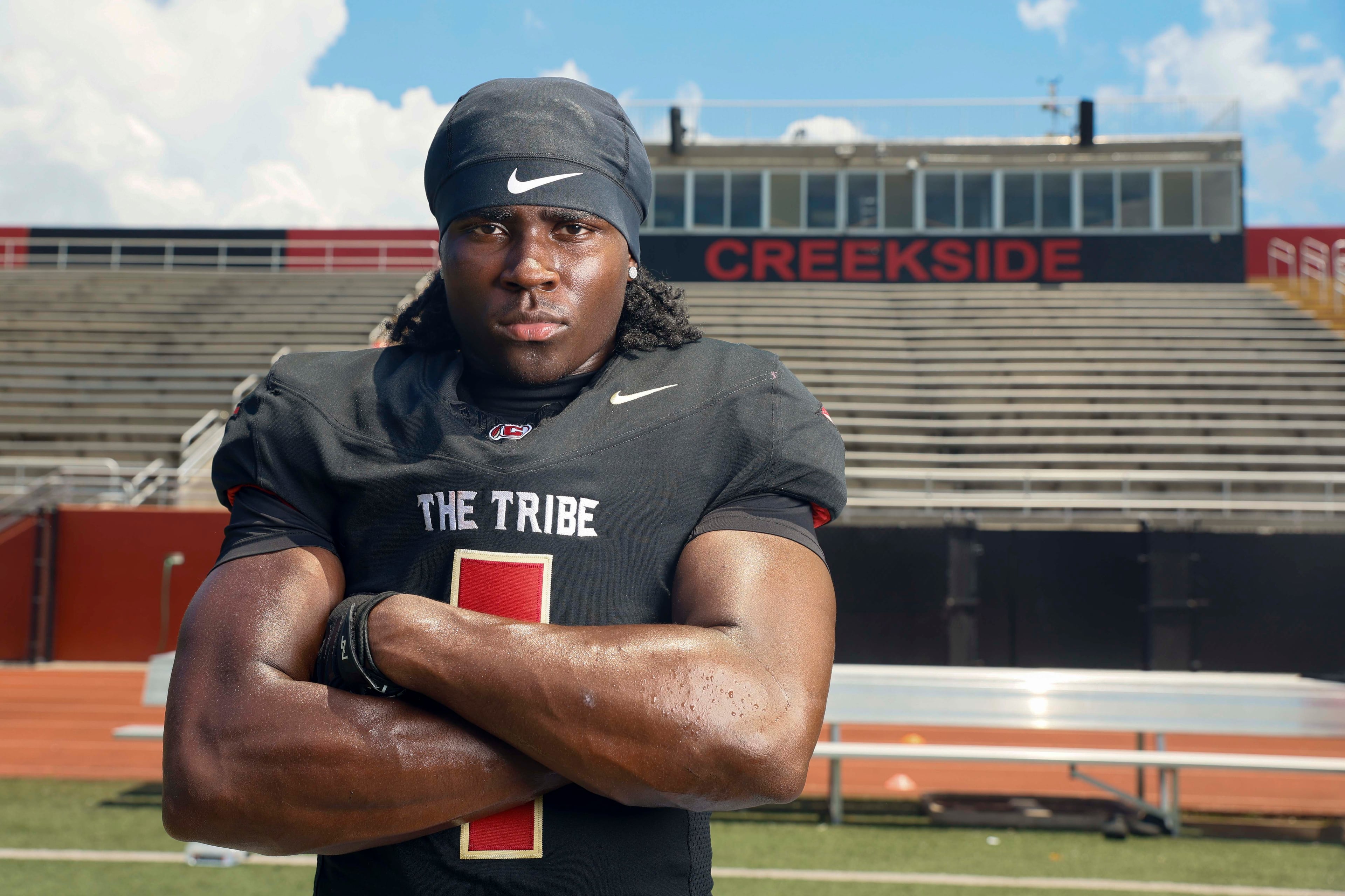 2026 AJC Super 11 Creekside Gary Walker, a running back committed to Clemson University, poses for a portrait at Creekside High School on Friday, July 17, 2026, in Fairburn, GA.
(Miguel Martinez/AJC)