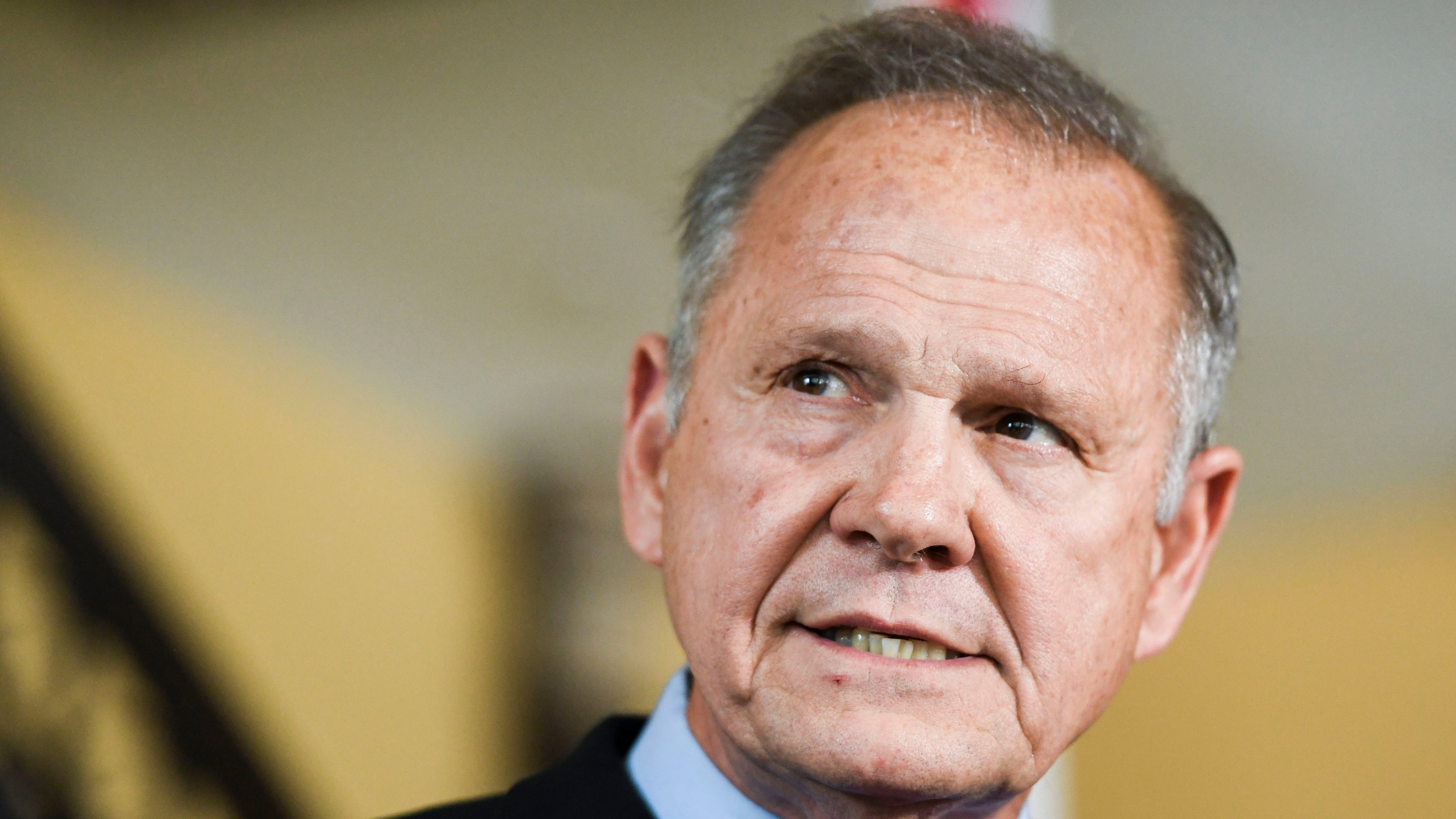 FILE - Former Alabama Chief Justice Roy Moore announces his run for the Republican nomination for U.S. Senate, June 20, 2019, in Montgomery, Ala. (AP Photo/Julie Bennett, File)