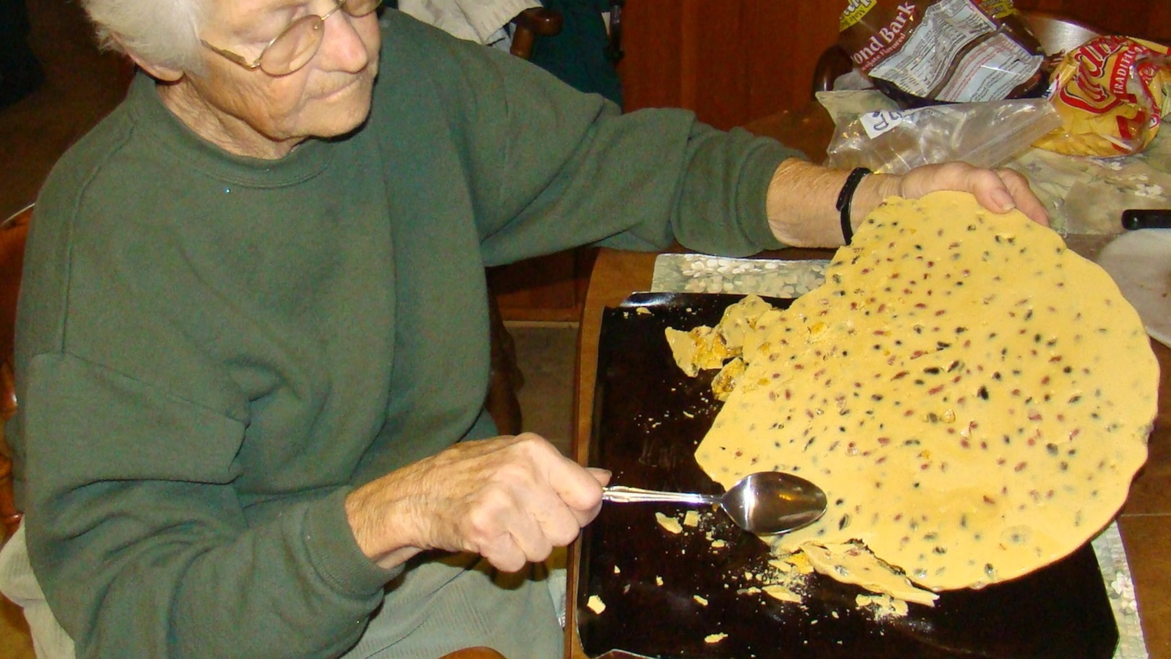 Recipe: Dot Schronce’s Peanut Brittle Dot Schronce makes her peanut brittle with a mix of red- and black-skinned peanuts. Photo credit: Arty Schronce