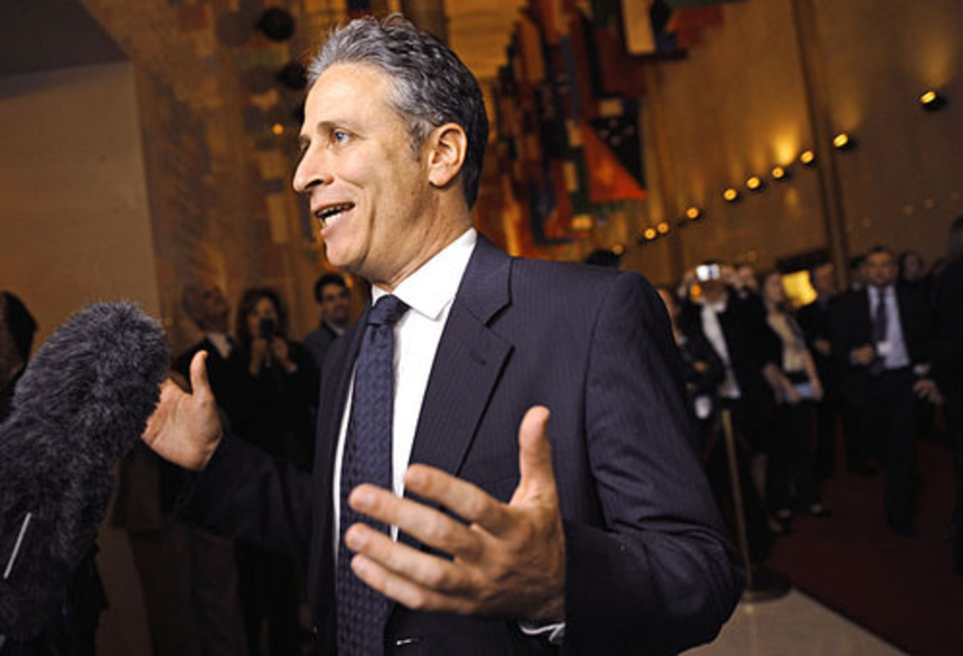 Comedian Jon Stewart arrives.