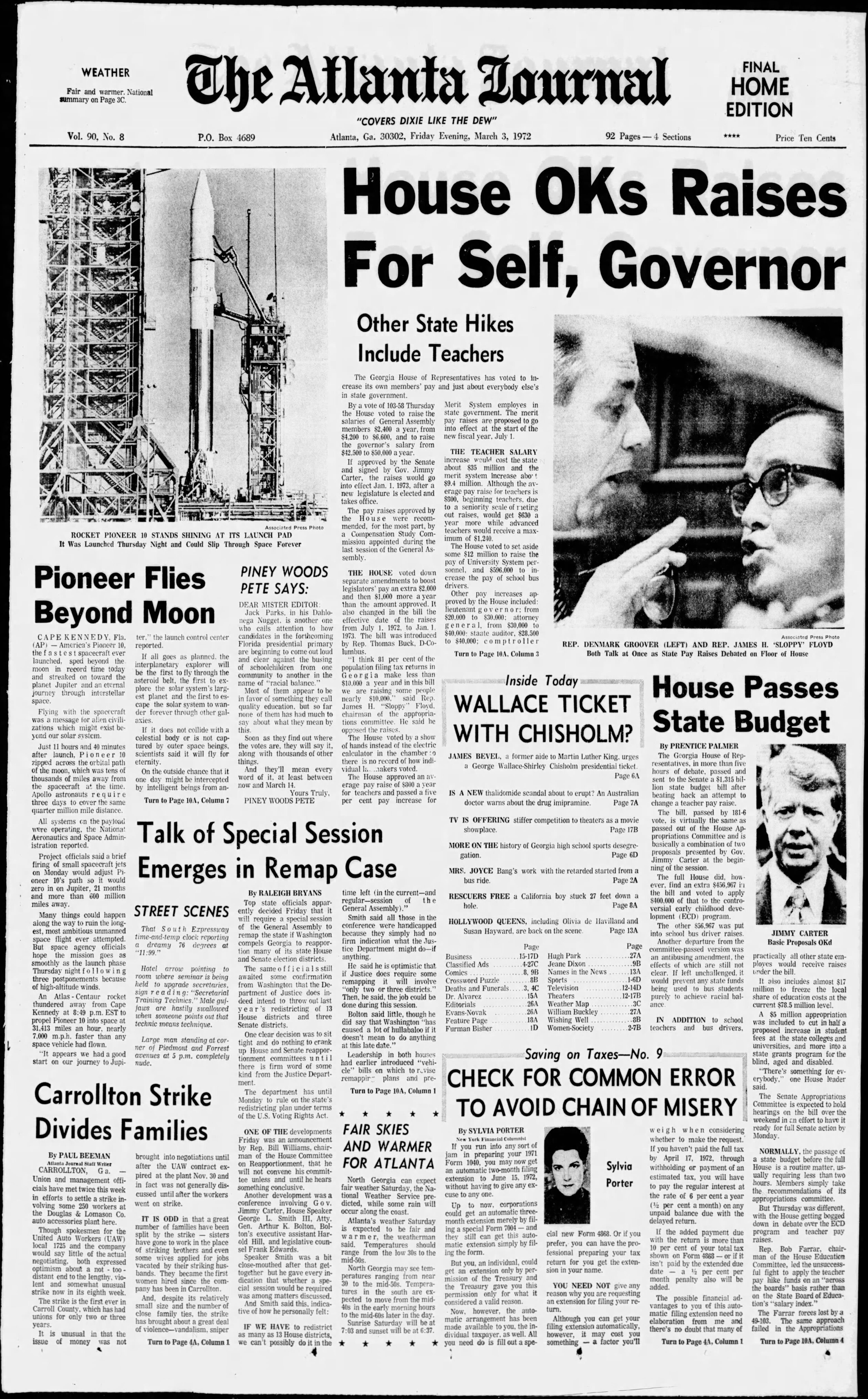 The Atlanta Journal — Pioneer flies beyond the moon.