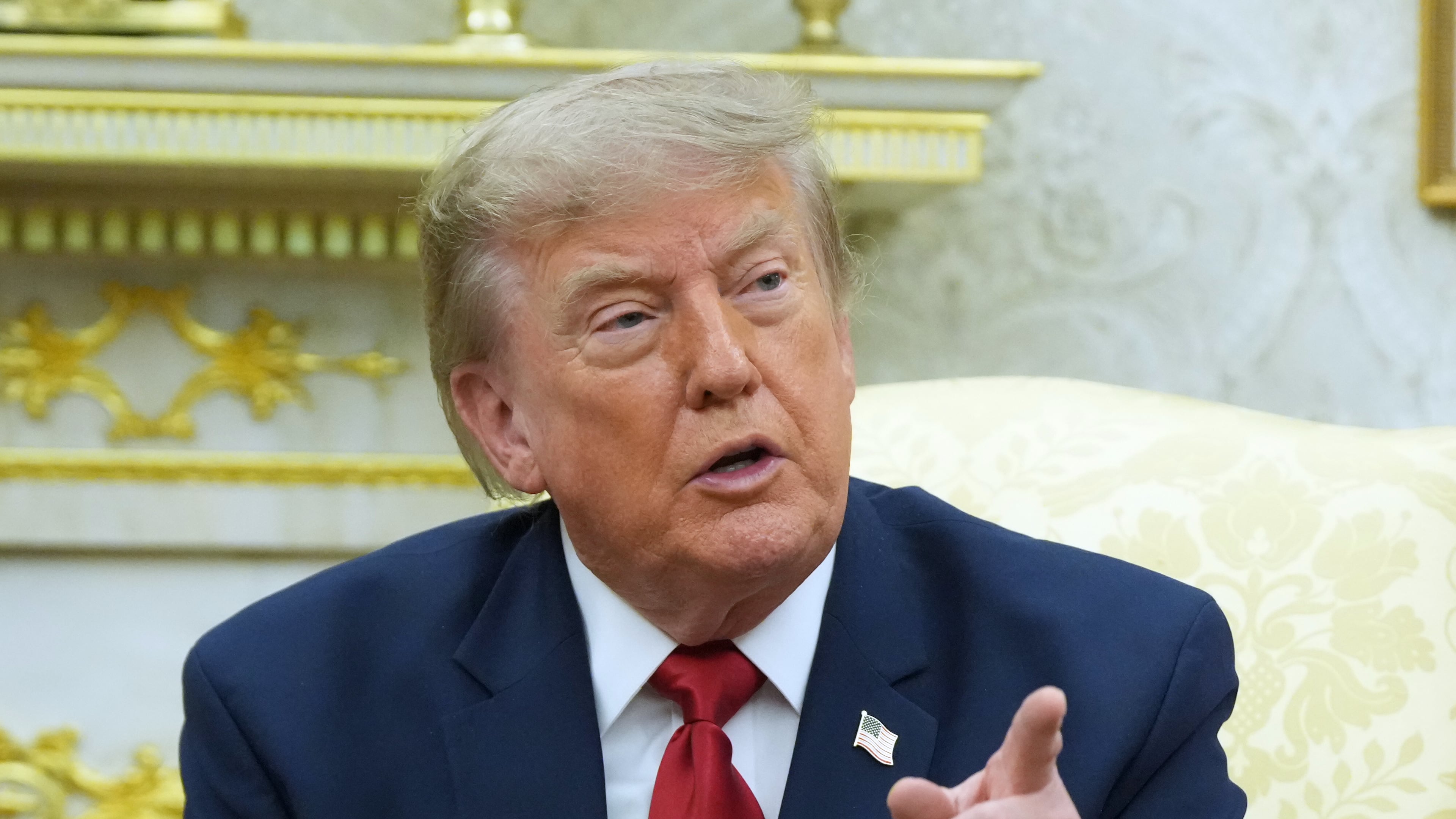 President Donald Trump speaks as he meets with Iraq's prime minister in the White House, Tuesday, July 14, 2026, in Washington. (Julia Demaree Nikhinson/AP)