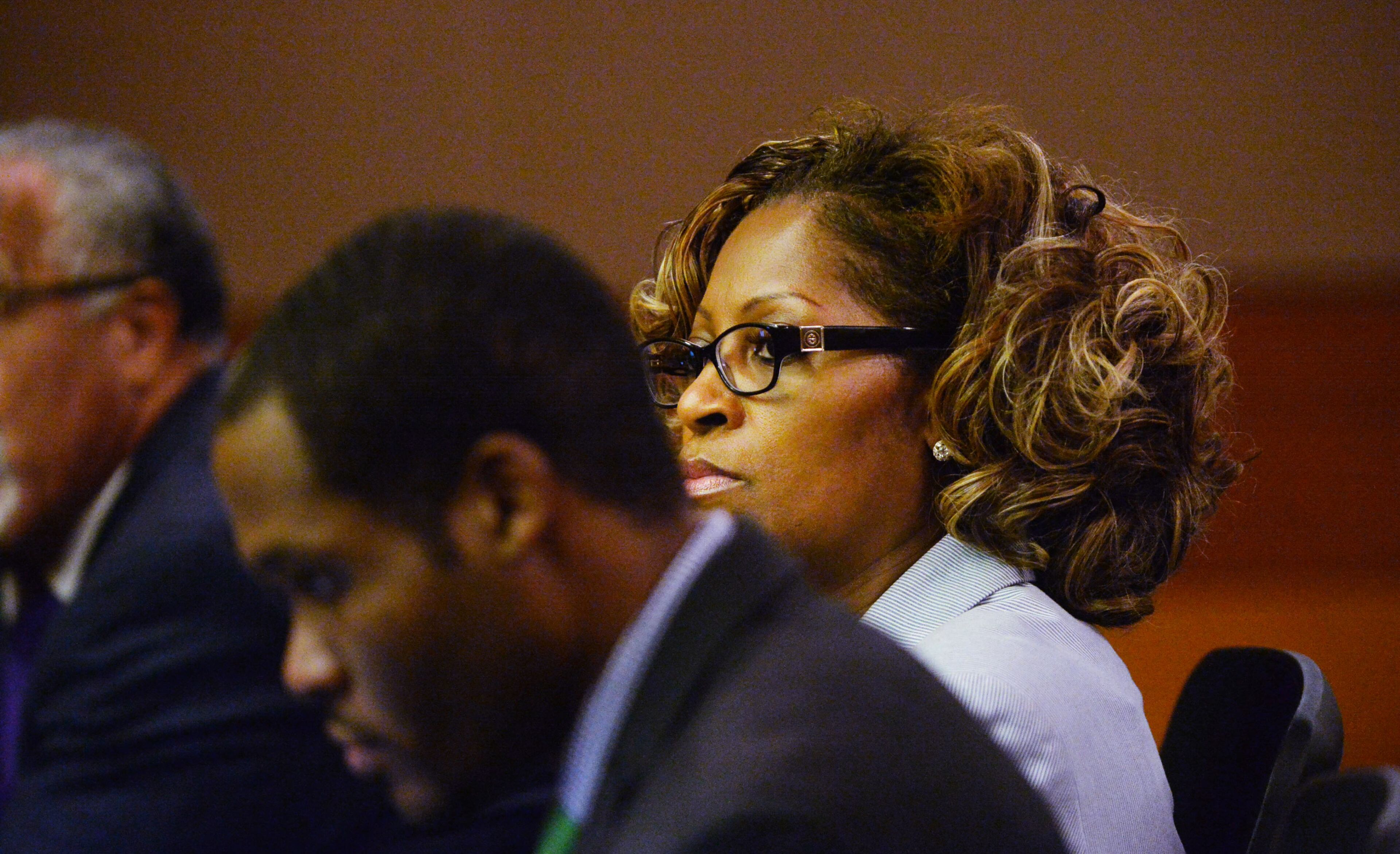 Former Dobbs Elementary teacher Angela Williamson awaits word of a verdict Thursday, but she must continue to wait. A quick verdict is considered unlikely in the Atlanta Public Schools test-cheating trial as jurors sort through roughly five months of testimony against 12 former educators accused of engaging in a racketeering conspiracy to inflate test scores. (Atlanta Journal-Constitution, Kent D. Johnson, Pool)