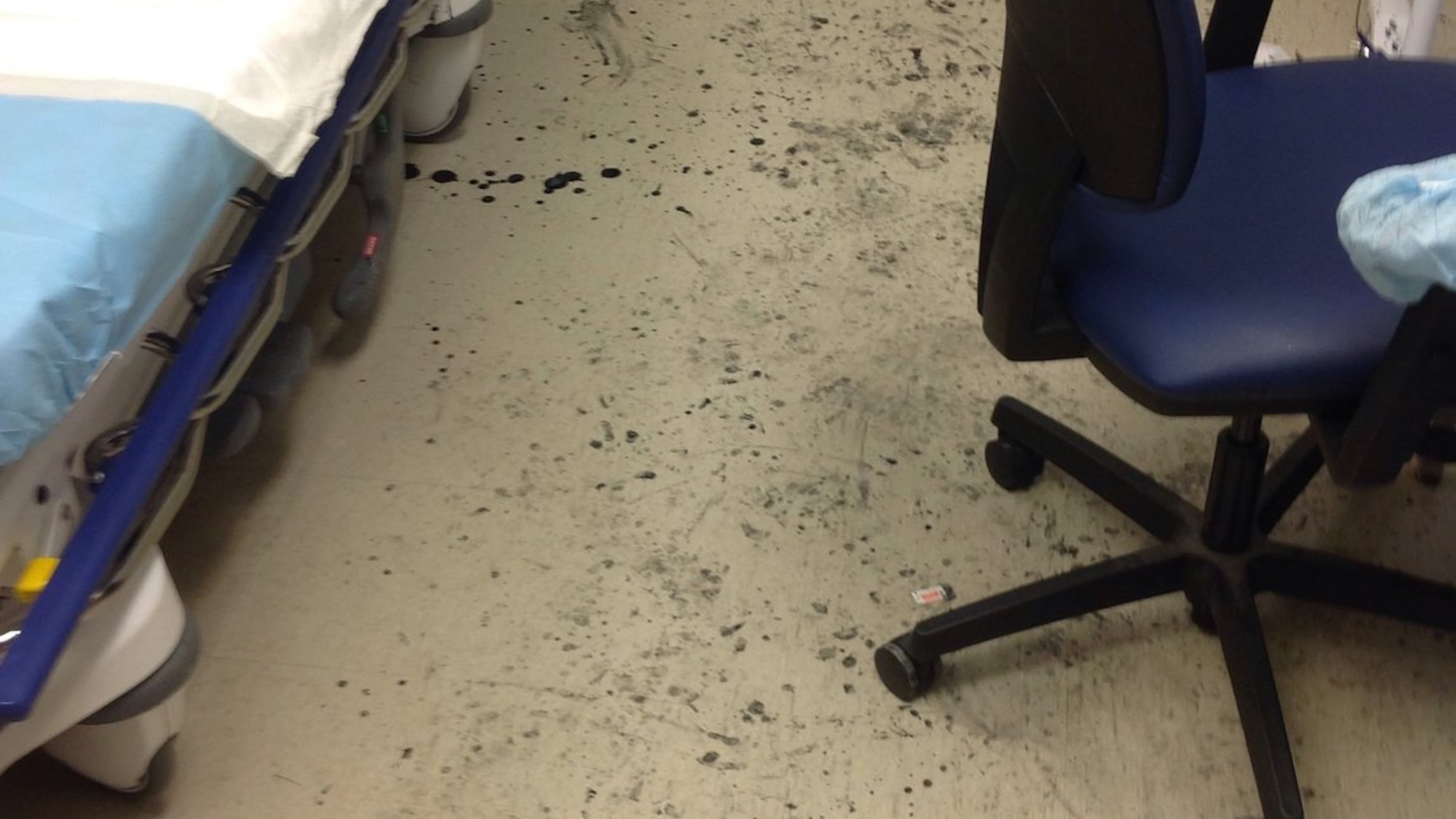 Among the housekeeping problems at Augusta State Medical Prison is dirt on the floor of the emergency room.