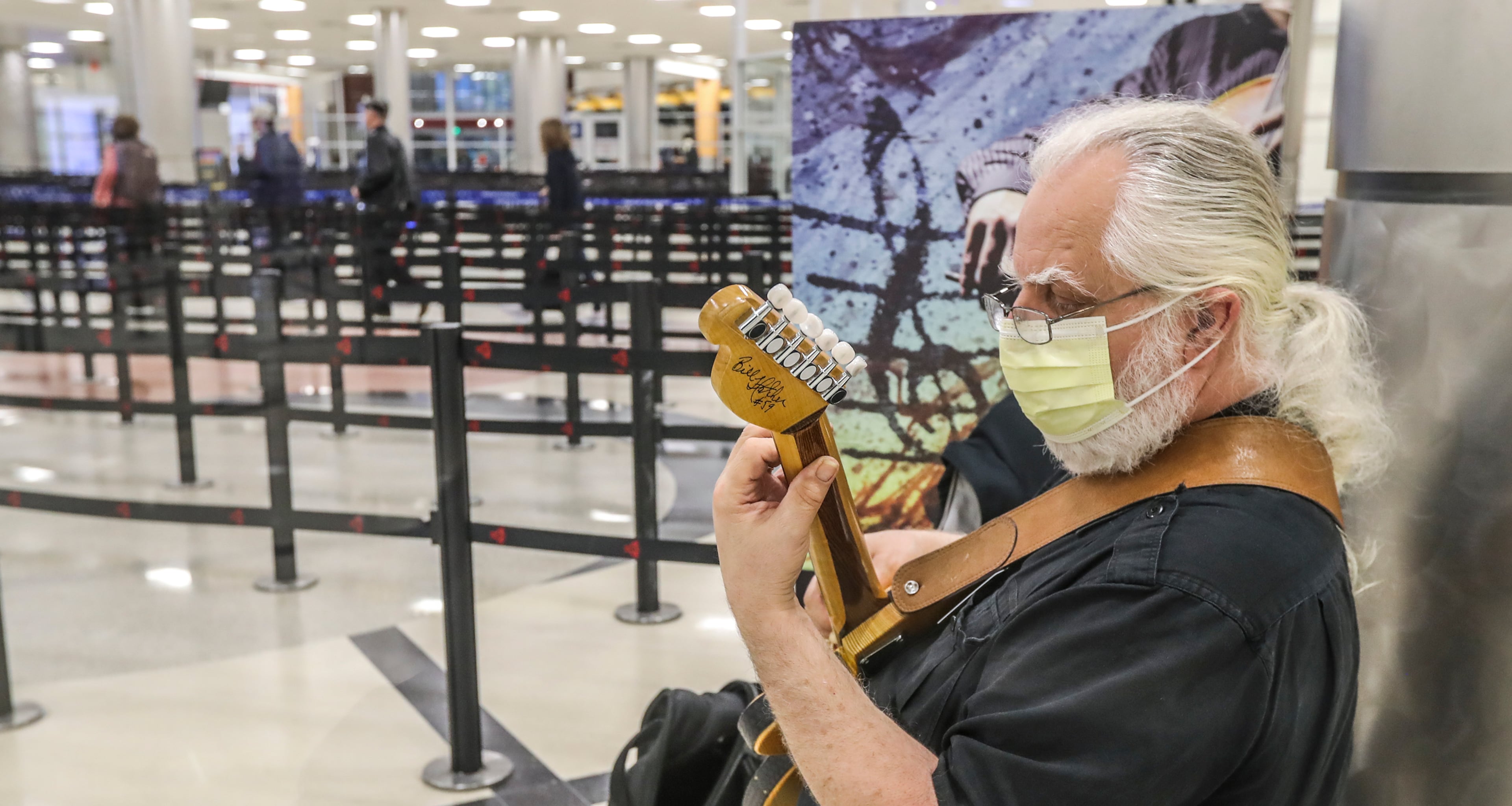 March 17, 2020 Hartsfield-Jackson International Airport: Bill Hatcher played guitar for the travelers on Tuesday morning as the North and South Security checkpoints were closed funneling all travelers through the main security checkpoint at Hartsfield-Jackson International Airport Tuesday. The number of confirmed coronavirus cases in Georgia climbed to 146 Tuesday, March 17, 2020. The latest data from the Georgia Department of Public Health is an increase of 25 from MondayâÃôs confirmed cases, which totaled 121. Barrow, Columbia, Richmond and Rockdale counties now join the list of 27 Georgia counties to treat patients of the coronavirus. Each had just one case Tuesday, according to health officials. New cases were also confirmed in Fulton, Cobb, DeKalb, Bartow, Gwinnett, Floyd, Lowndes, Coweta and Troup counties. Of those, Fulton and DeKalb counties reported the largest increases, with six new cases in Fulton and five in DeKalb. The number of Clayton County cases dropped by one. Health officials did not provide a reason for the change. No new deaths were reported. TuesdayâÃôs numbers do not include the three presumptive cases reported at The Retreat at Canton, a 90-bed senior care facility. The positive tests are the first known positive tests at a senior care facility in Georgia. One person in Georgia, a 67-year-old male patient at Wellstar Kennestone Hospital, has died as a result of COVID-19, officials said. JOHN SPINK/JSPINK@AJC.COM
