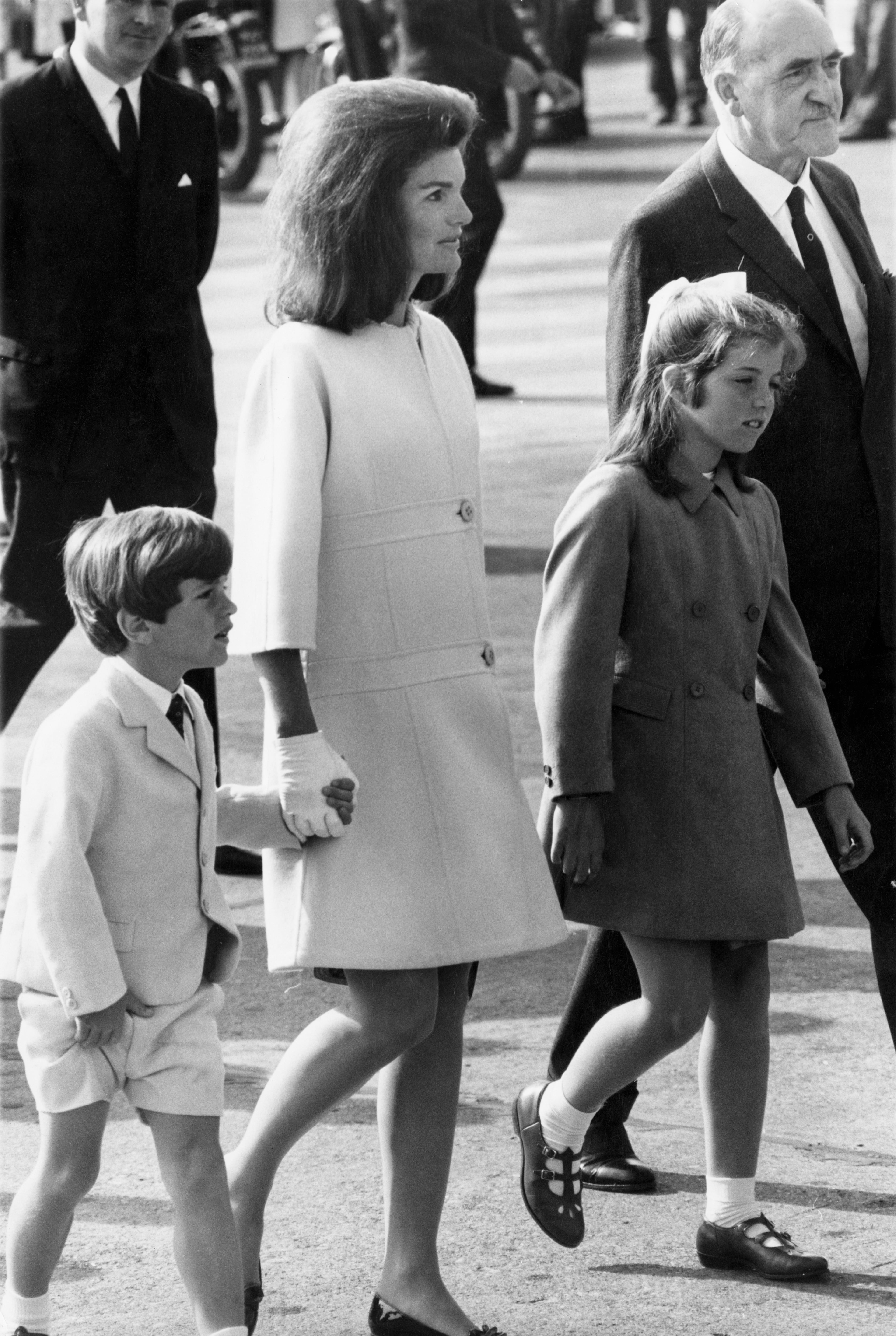 Jacqueline Kennedy with her children Caroline and John at Shannon Airport, at the start of a family holiday in Ireland. (Keystone/Hulton Archive/Getty Images)