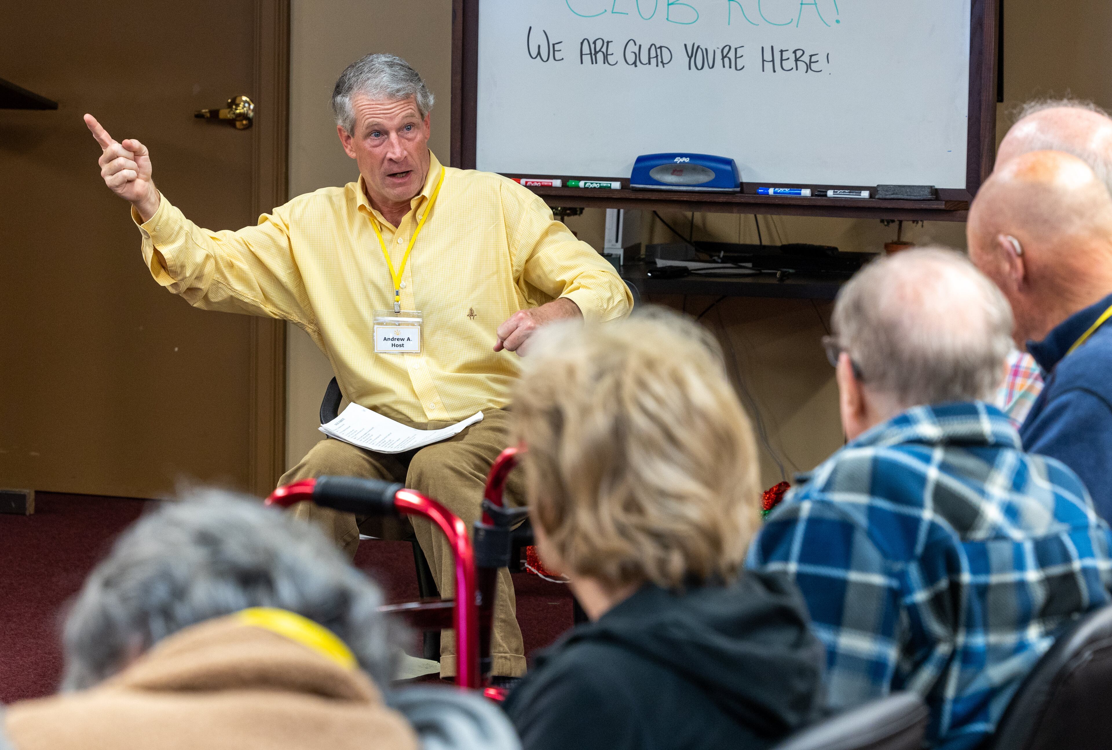 Andrew Abernathy conducts a class during a Respite Care Atlanta meeting at Second-Ponce de Leon Baptist Church in Atlanta. The organization, with help of volunteers and created by seven churches and two synagogues, provides a break for caregivers of adults with dementia. People with dementia get a chance to socialize, have lunch, and do activities, giving a break for the caregiver.
PHIL SKINNER FOR THE ATLANTA JOURNAL-CONSTITUTION