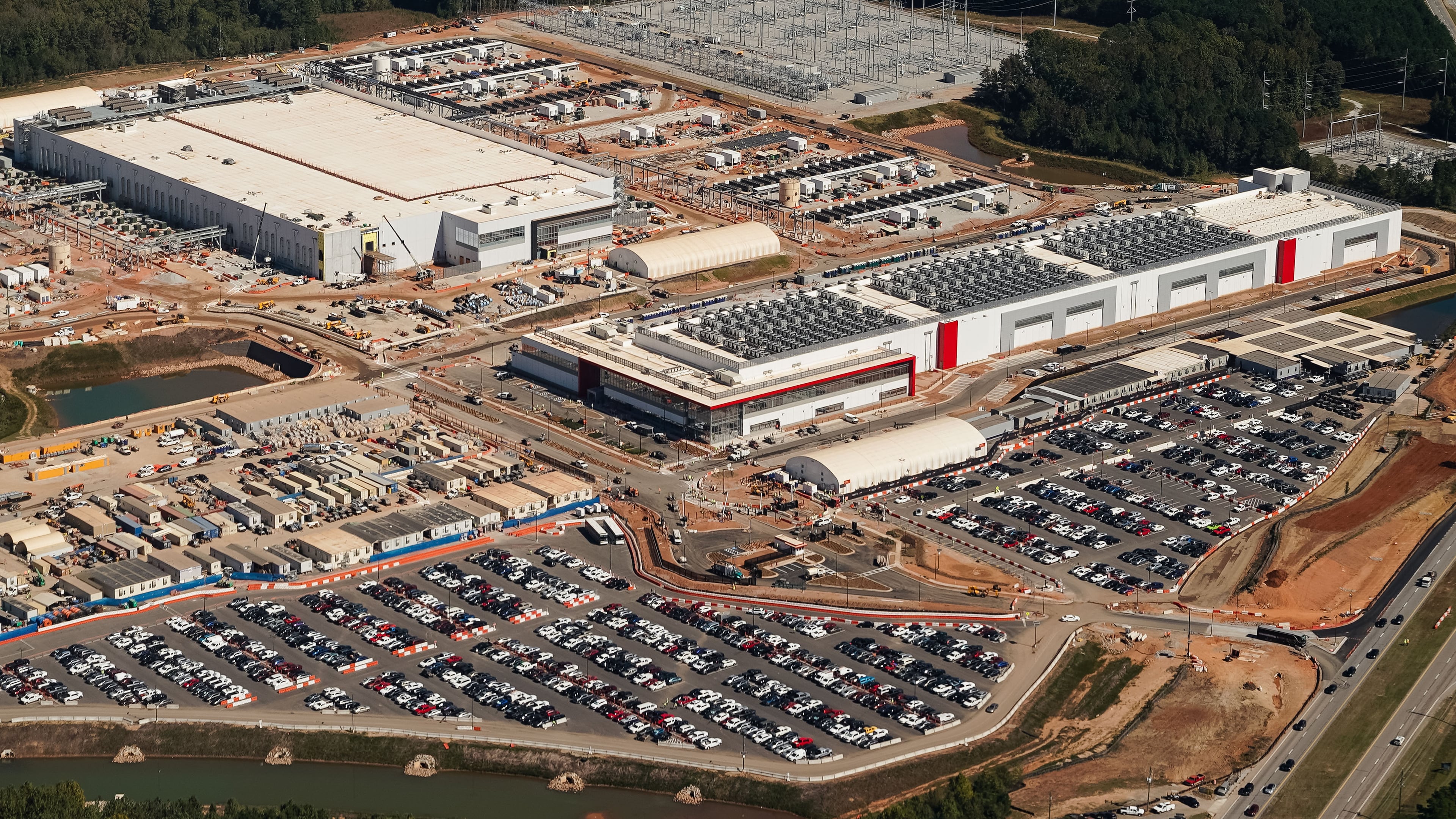 The QTS data center complex, under development in Fayetteville, is expected to consume as much electricity as about a million U.S. households. Georgia Power is rushing to build the infrastructure to meet demand. (Elijah Nouvelage/Bloomberg/Getty Images)