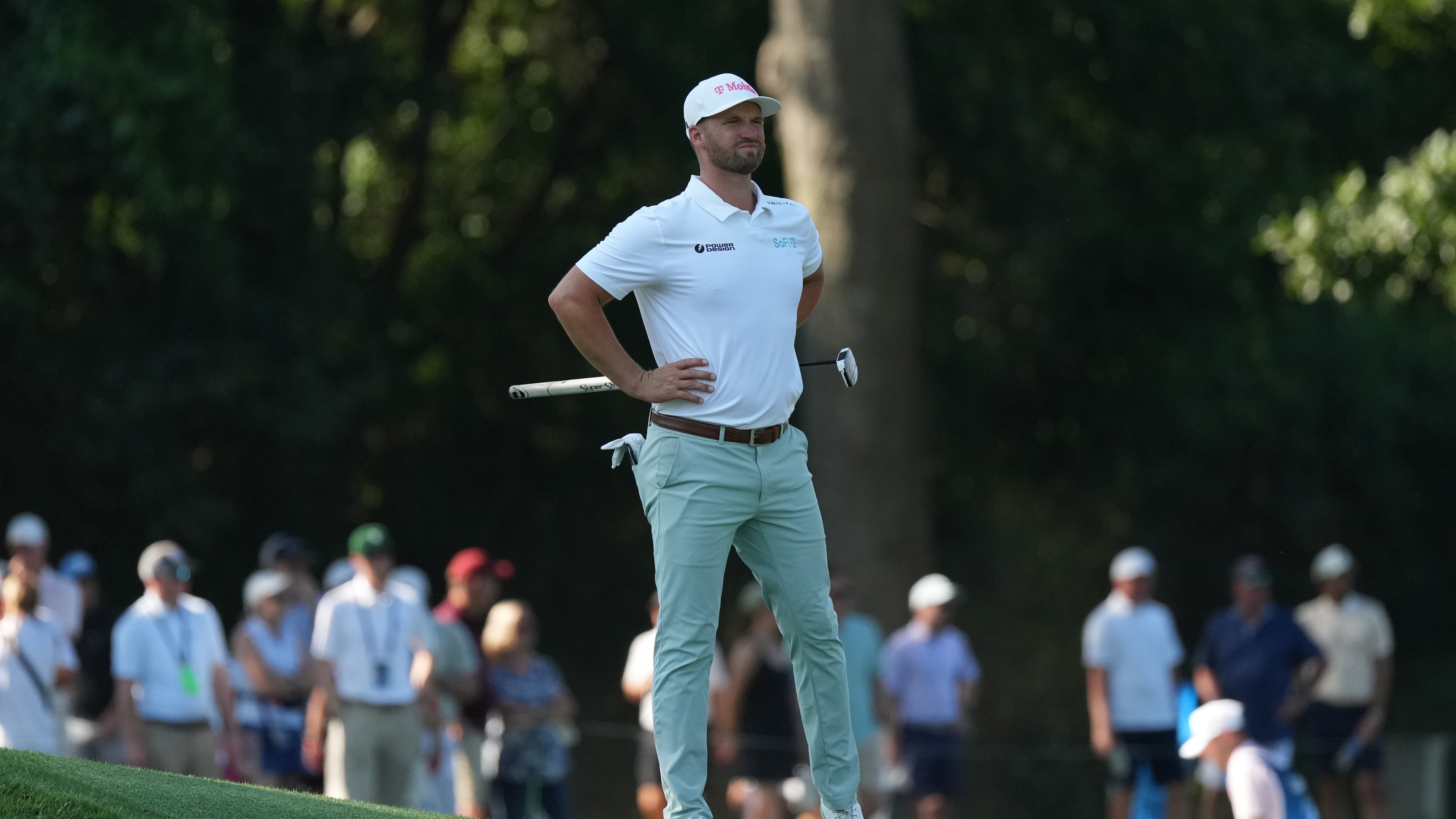 Wyndham Clark walks on the 14th fairway during the second round of the BMW Championship golf tournament, Friday, Aug. 21, 2026, in St. Louis. (AP Photo/Jeff Roberson)