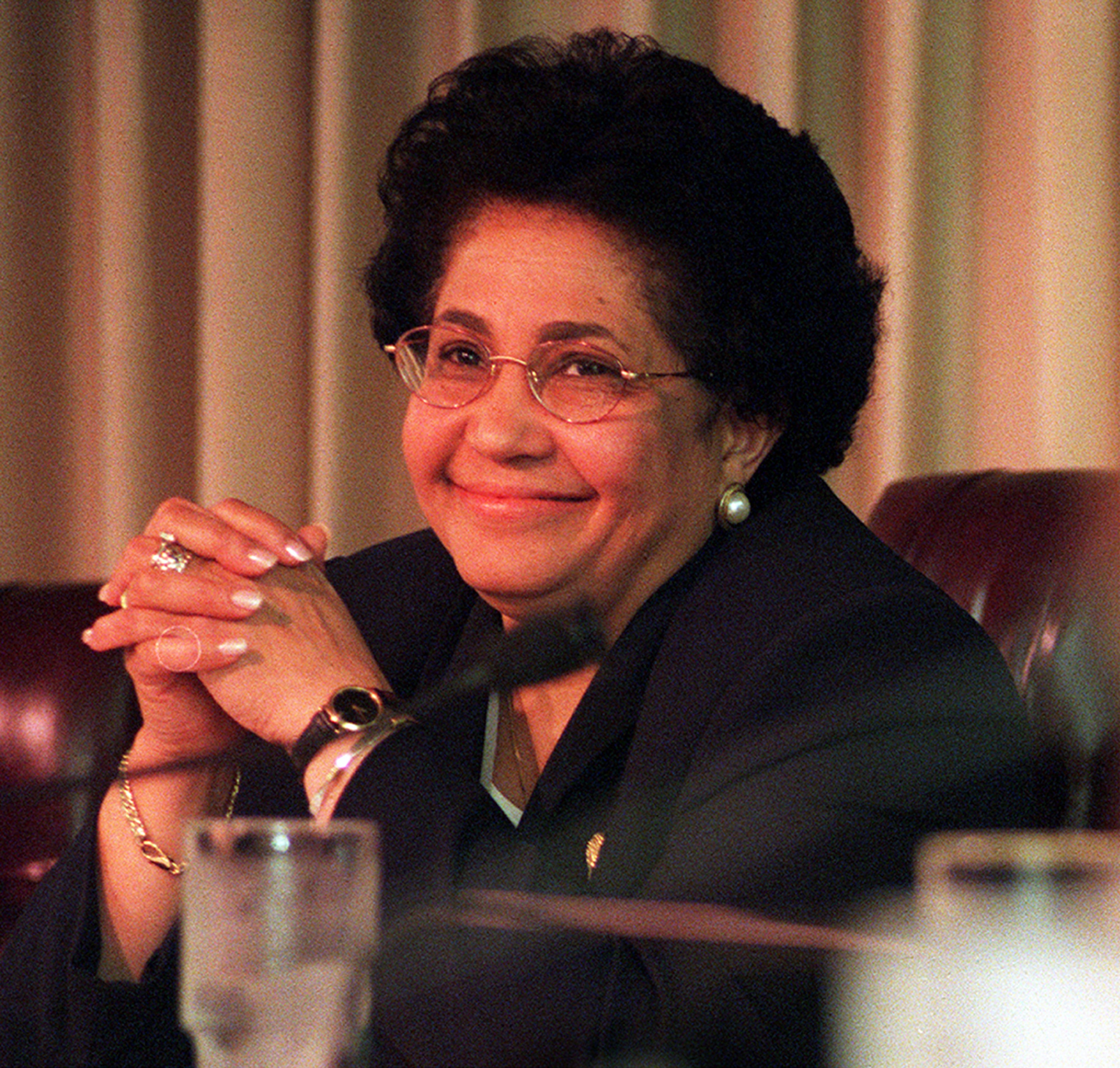 Superintendent Beverly Hall at the Atlanta Board of Education meeting on Garnett Street Monday in 1999. The Atlanta Board of Education approved the Student Performance Goals of Hall. Levette Bagwell /AJC file