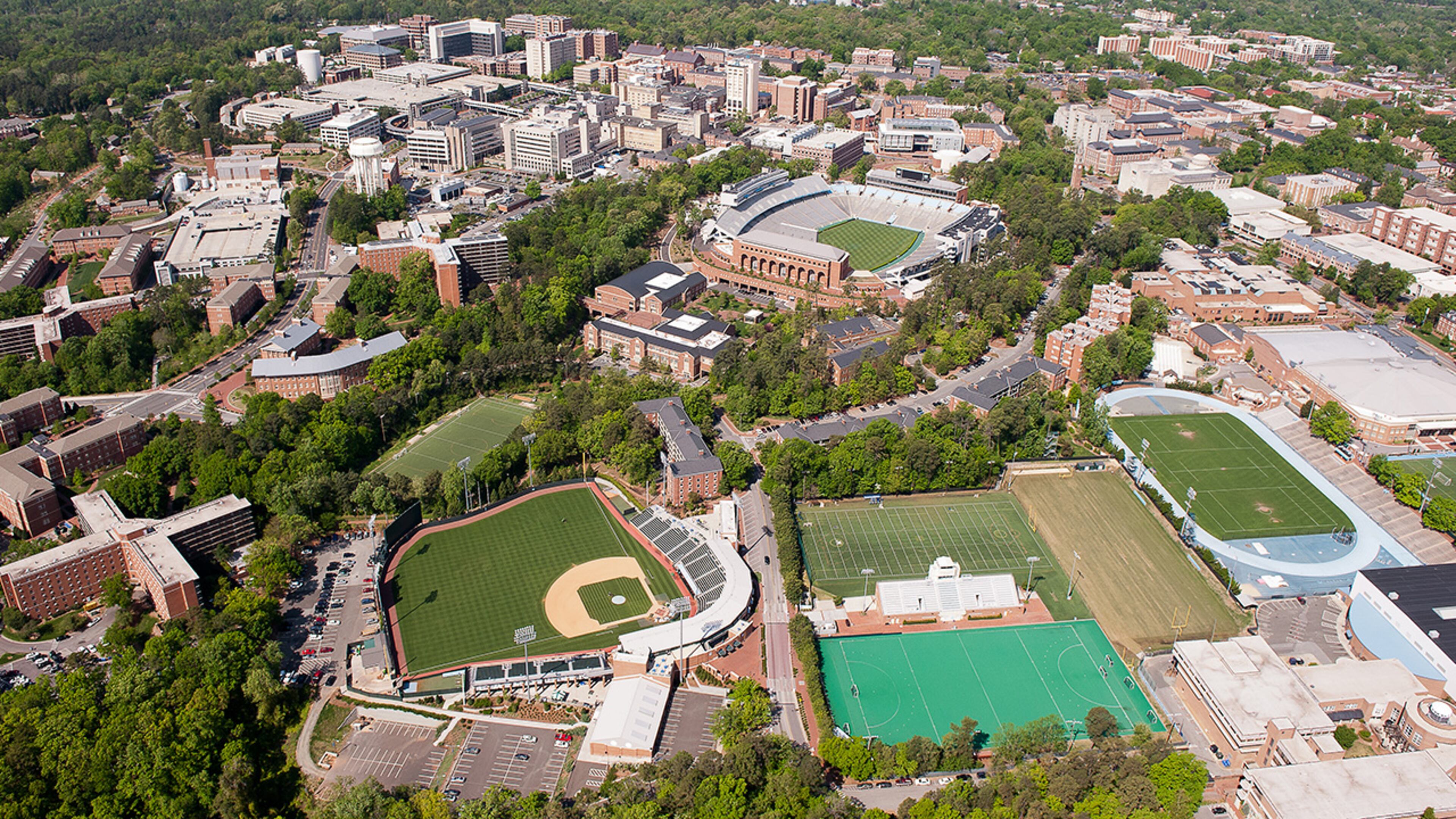 CHAPEL HILL, NC - APRIL 21: An aerial view of the University of North Carolina in Chapel Hill, North Carolina. (Photo by Lance King/Getty Images)