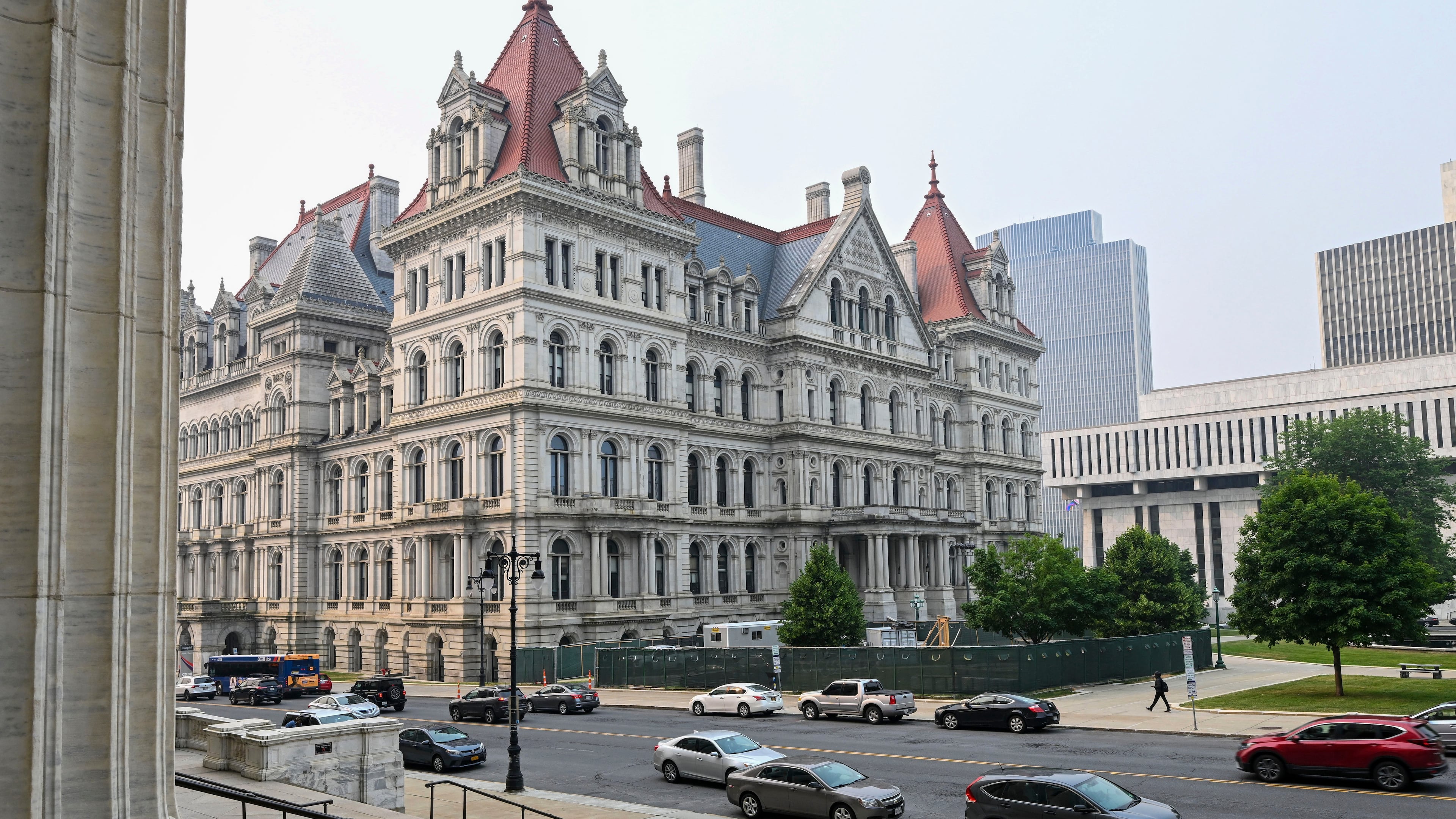 FILE - The New York state Capitol is seen from the steps of the State Education Building in Albany, N.Y., June 7, 2023. (AP Photo/Hans Pennink, File)