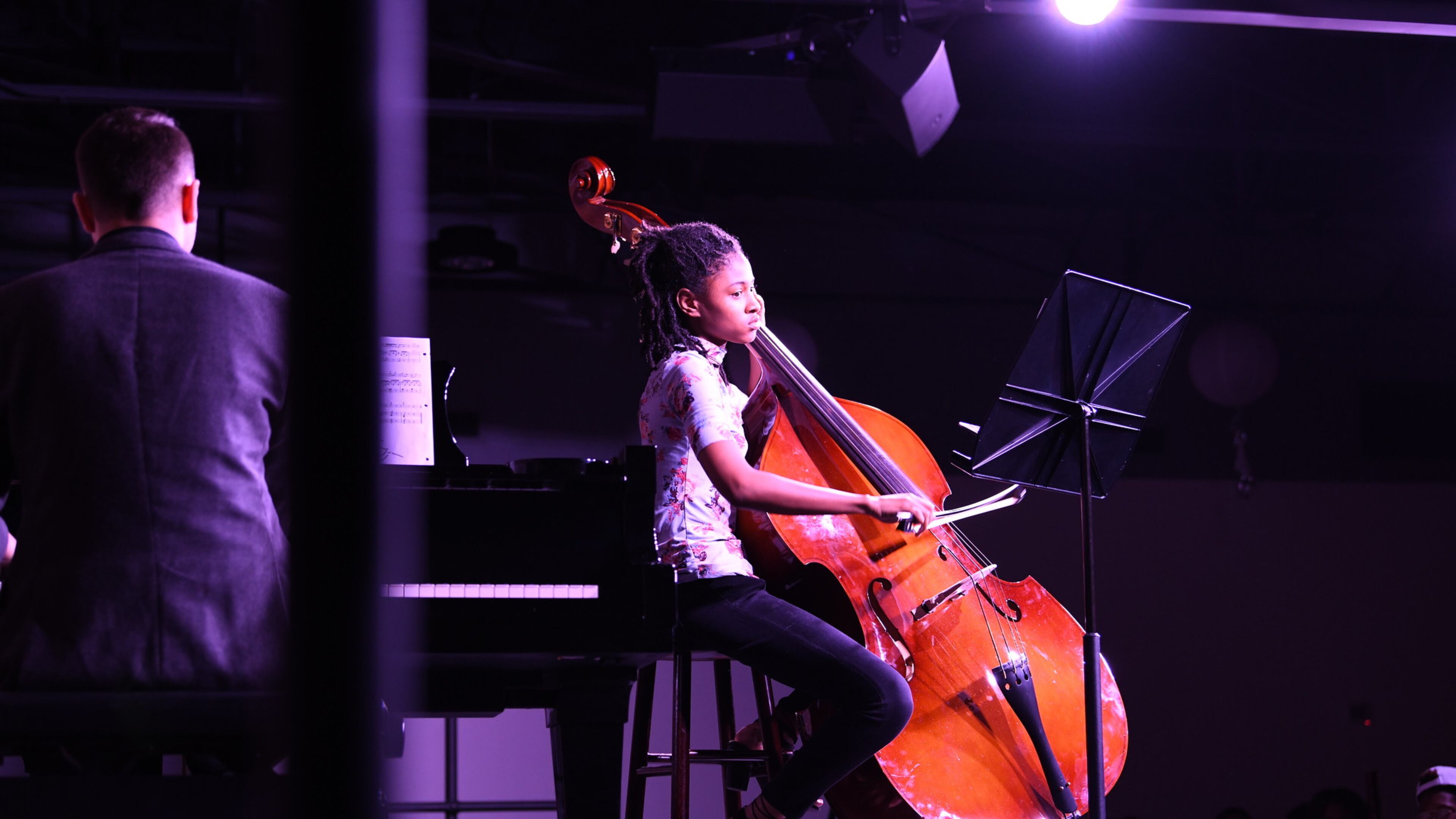 AMP student bassist Alivia Carter performs with professional pianist Jack Wagner at the Atlanta Music Project Center for Performance and Education in the Capitol View neighborhood. Photo: The Atlanta Music Project