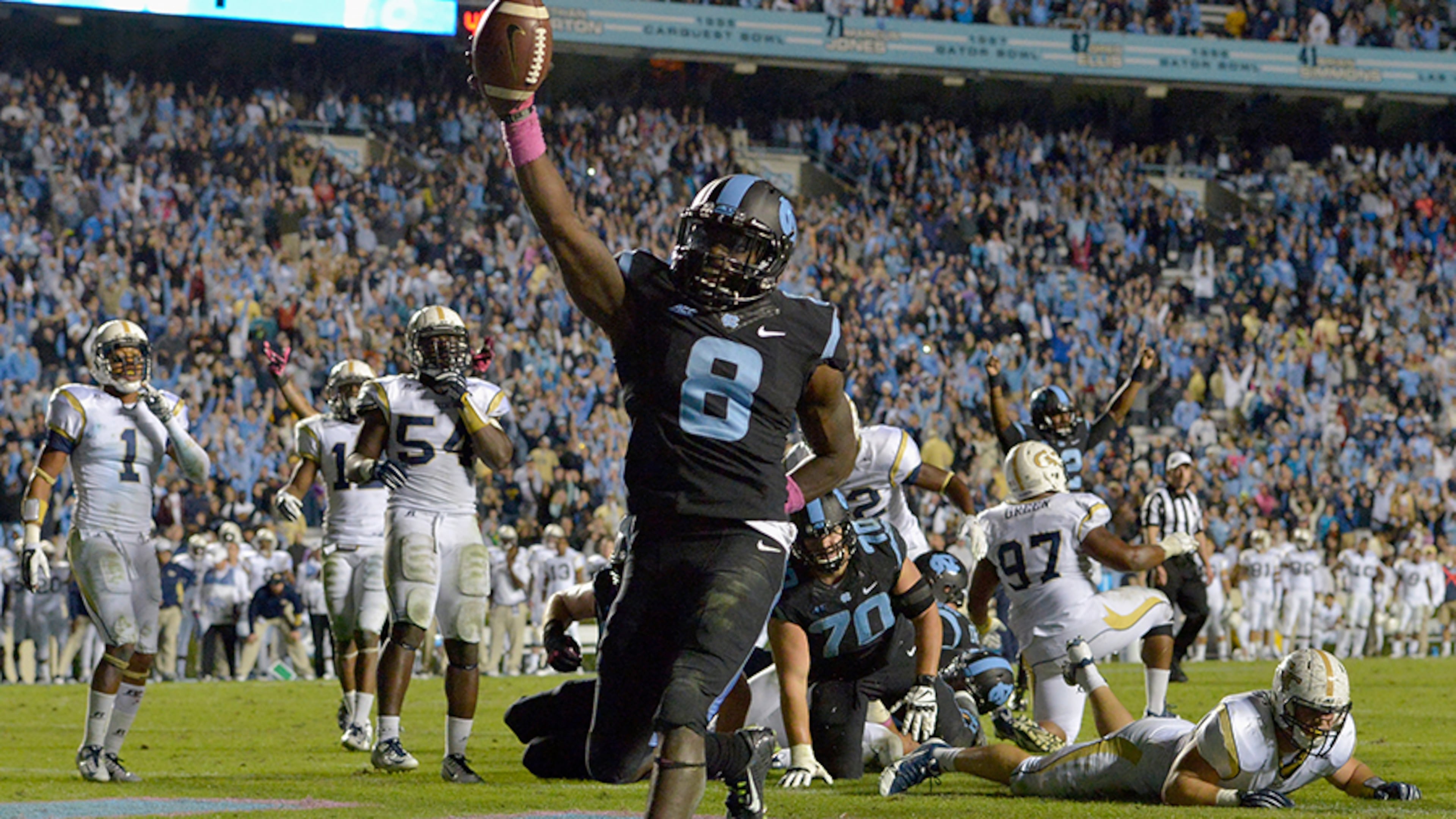 North Carolina's T.J. Logan chipped in with 75 yards on the ground and the game-winning score against Georgia Tech.