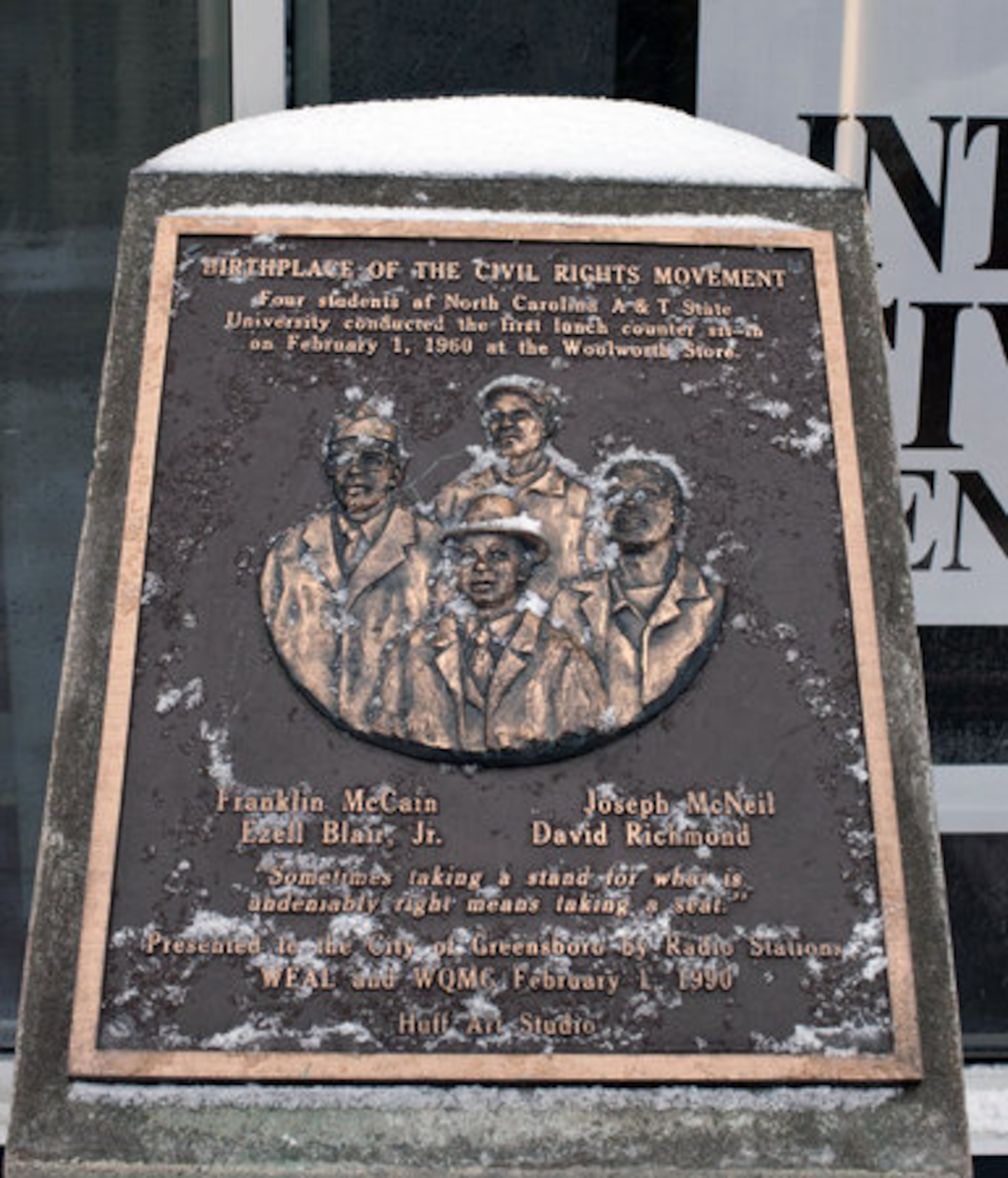 A historical marker in front of the former F.W. Woolworth store explains what happened there. Within two months of the first sit-in, others were happening in 54 cities in nine states. And within six months, the Greensboro Woolworth lunch counter was desegregated.