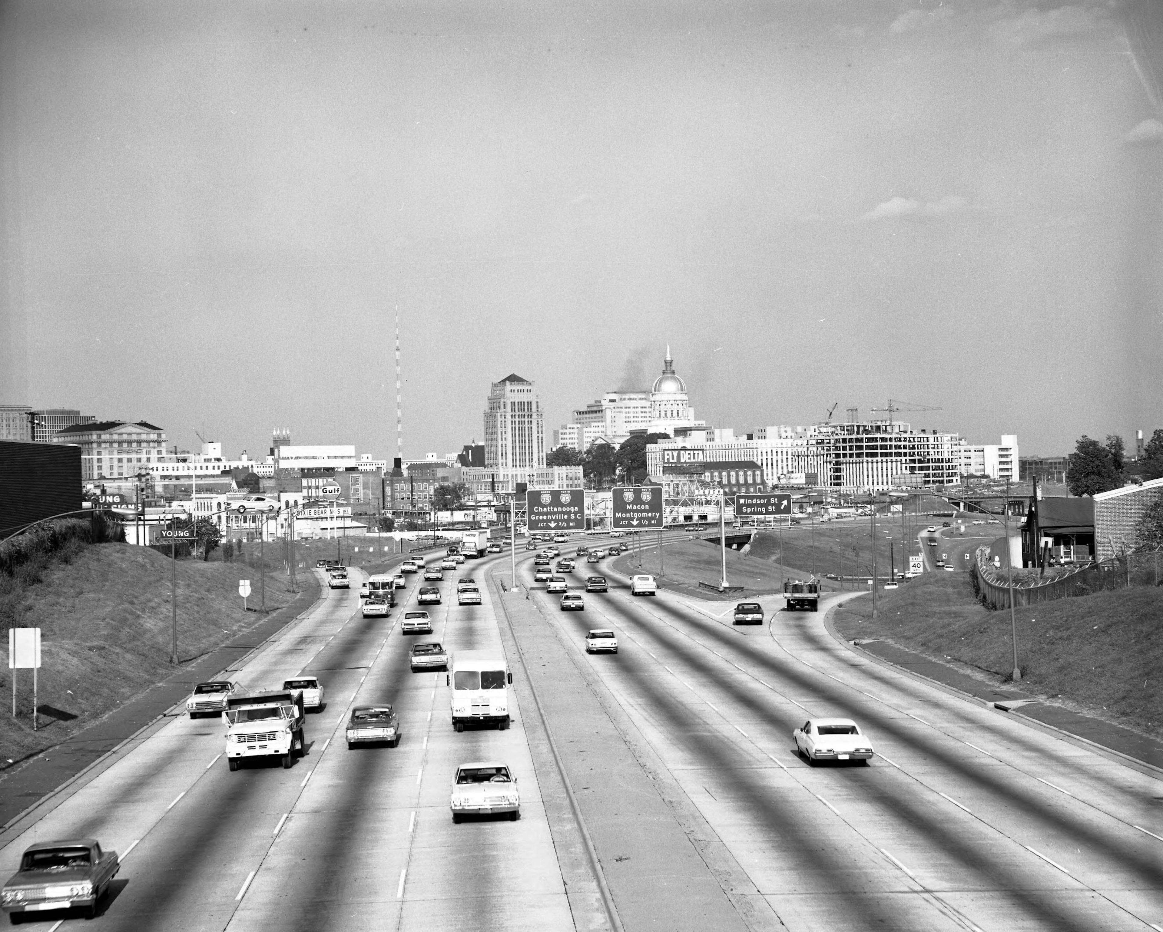 Downtown Connector, looking north towards Atlanta City Hall and the Georgia State Capitol in 1967. Photo: J.C. Lee/AJC