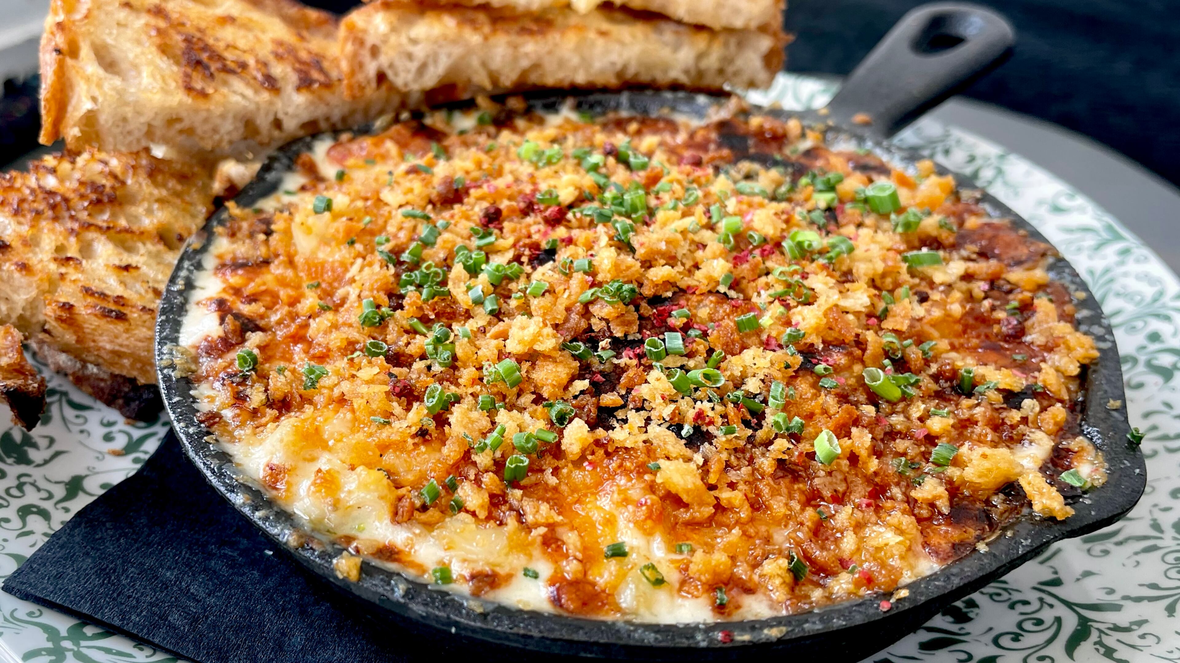 The Gulf blue crab gratin at Lapeer Steak & Seafood has both down-home comfort and decadence. Courtesy of Lapeer Steak & Seafood