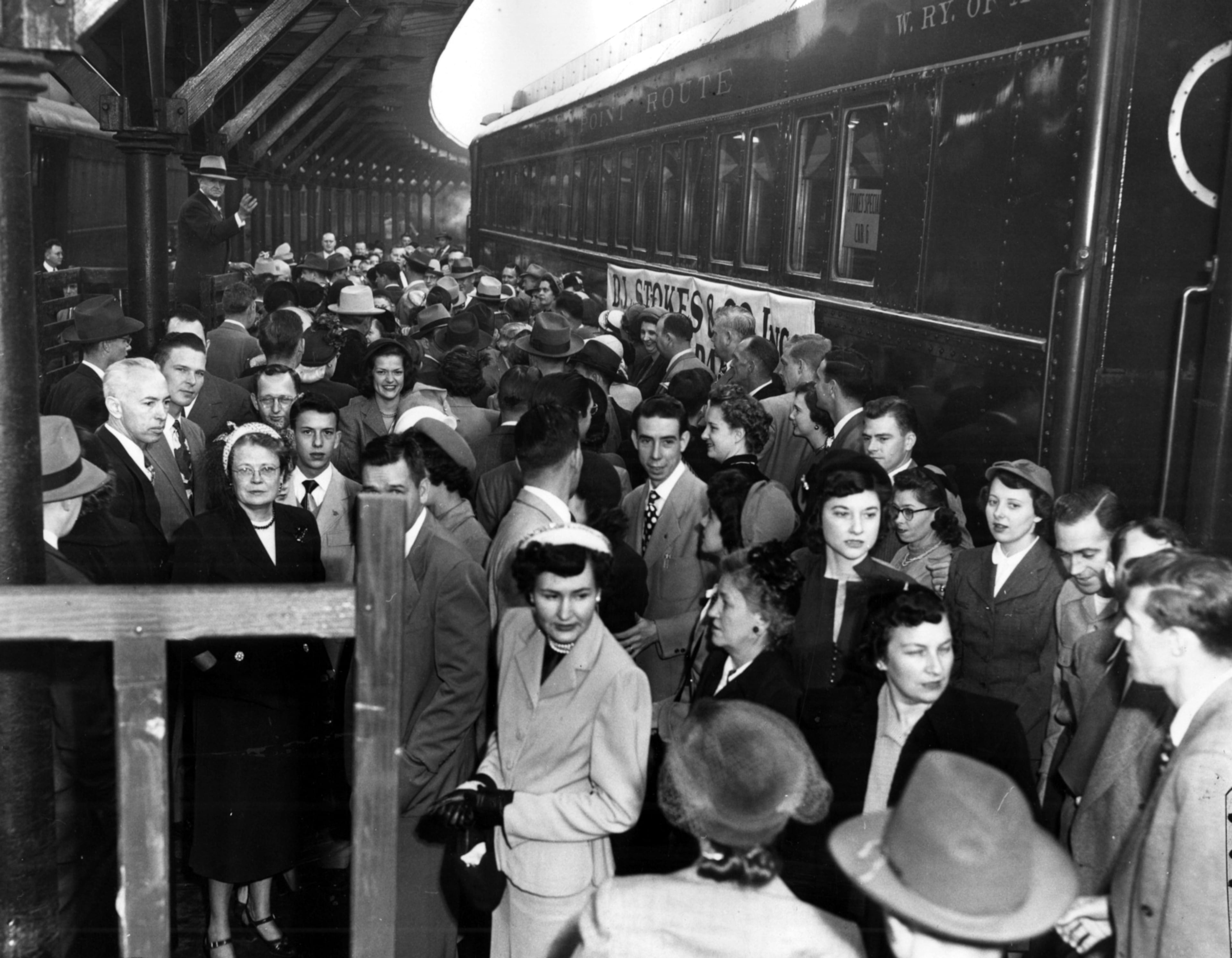 Part of the crowd at Union Station in Atlanta, waiting for the Football Special to the Tech-Georgia game played in Athens in 1950.
