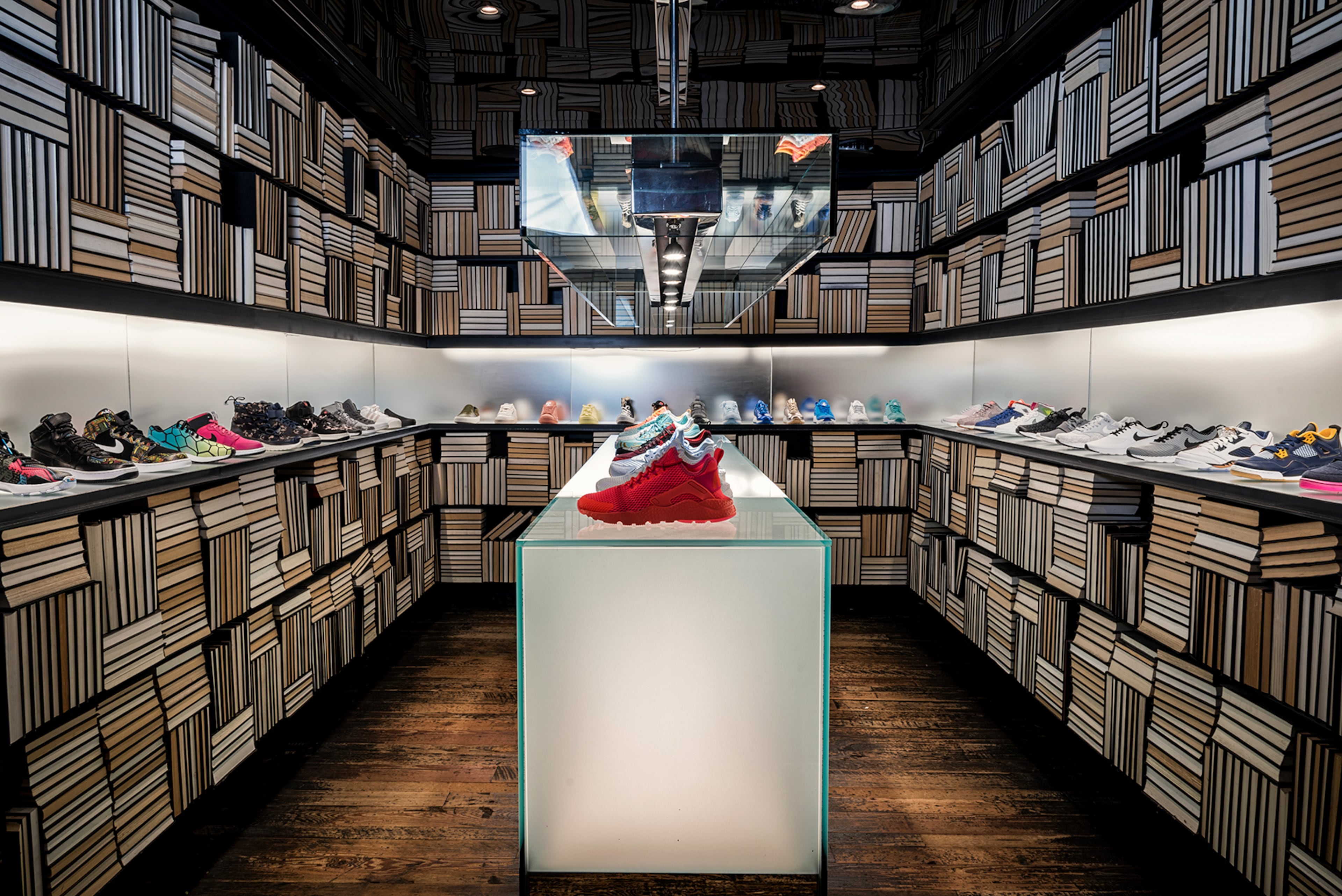 One of Wish Atlanta's sneaker rooms is inspired by the building previously housing the L5P Carnegie Library. (Courtesy of Wish Atlanta)