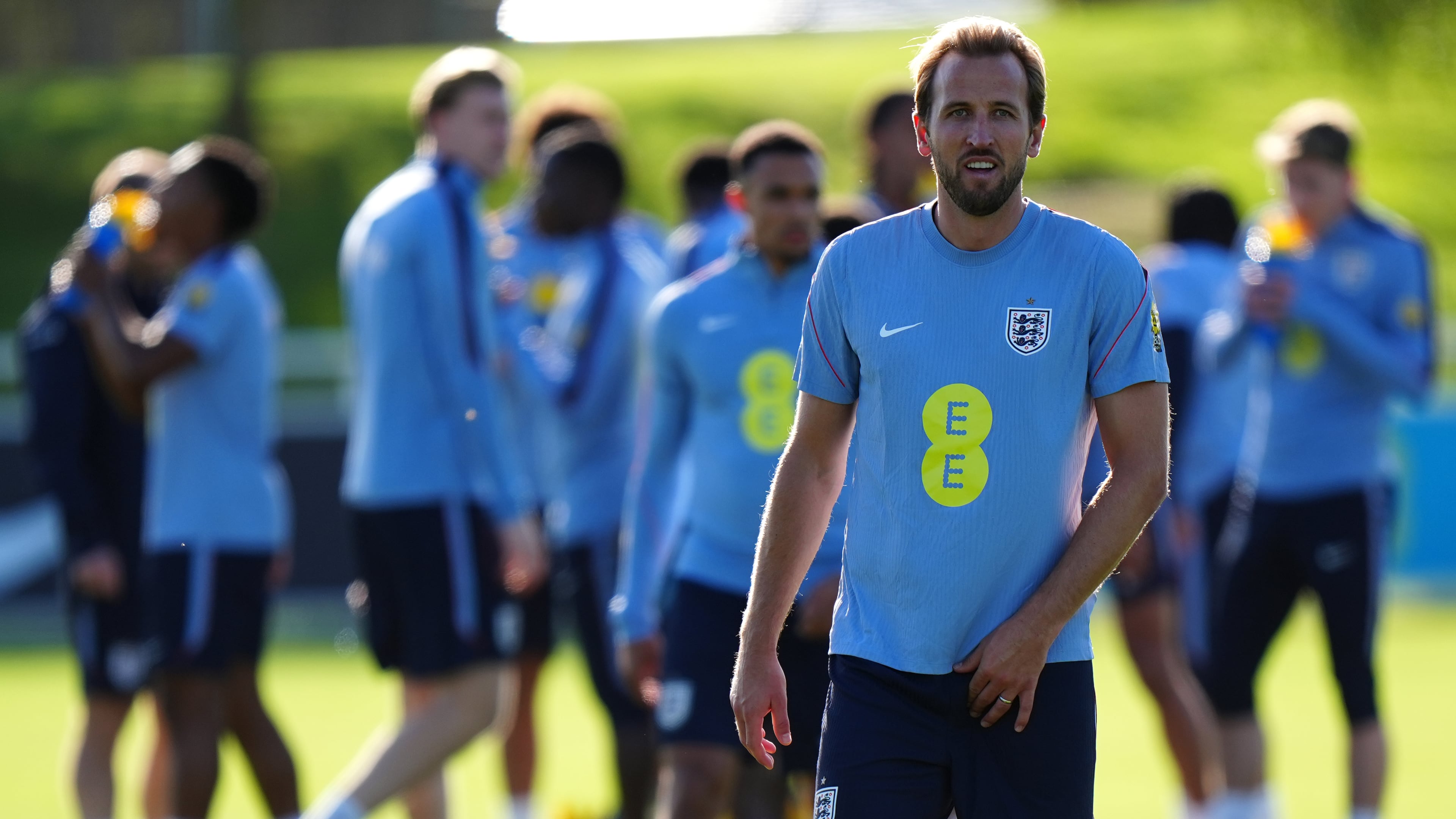 England's Harry Kane looks on during a training session at St George's Park, Burton-upon-Trent, England, Wednesday Sept. 23, 2026. (Bradley Collyer/PA via AP)