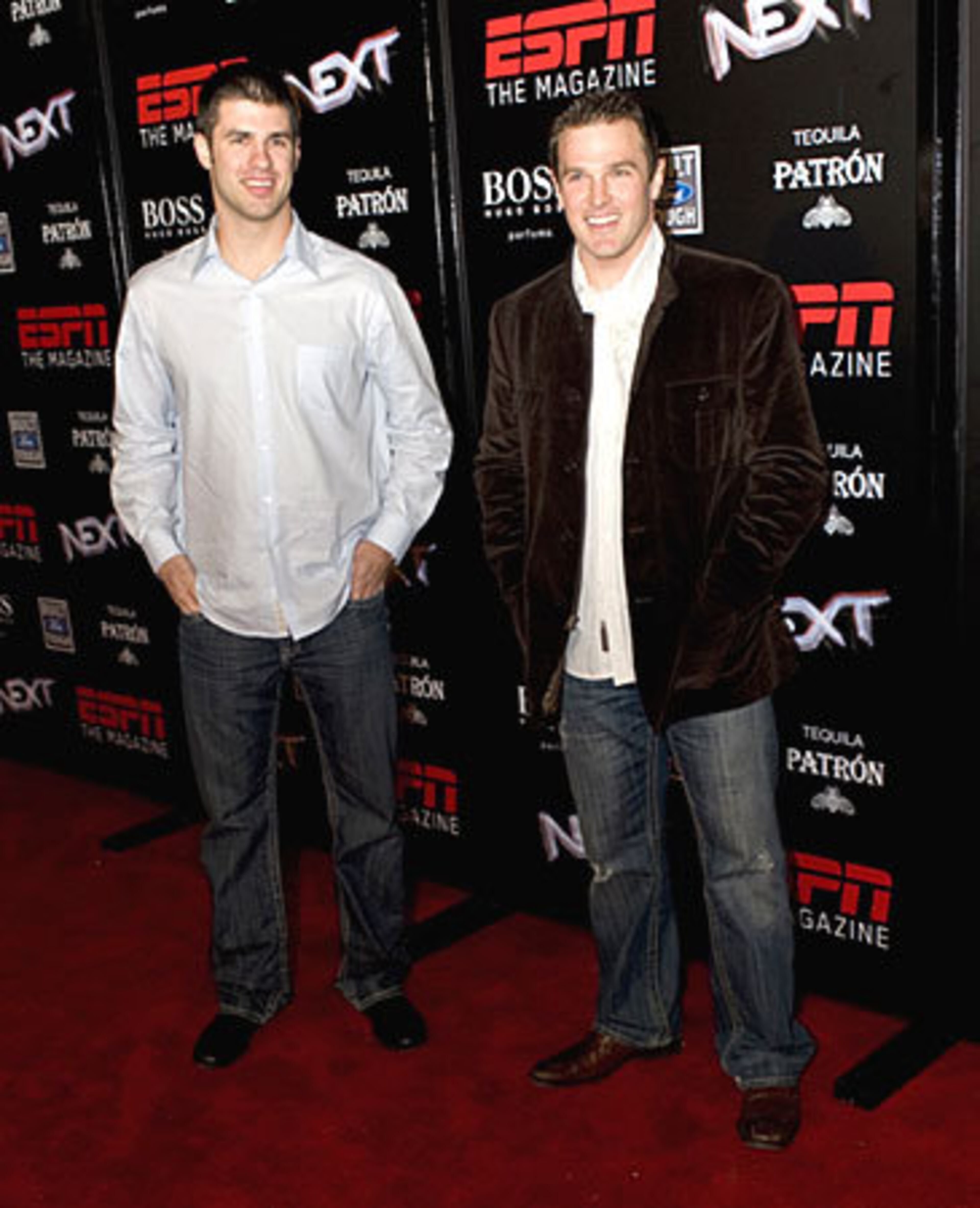 Minnesota Twins' Joe Mauer, left, and Brendan Harris at the ESPN party.