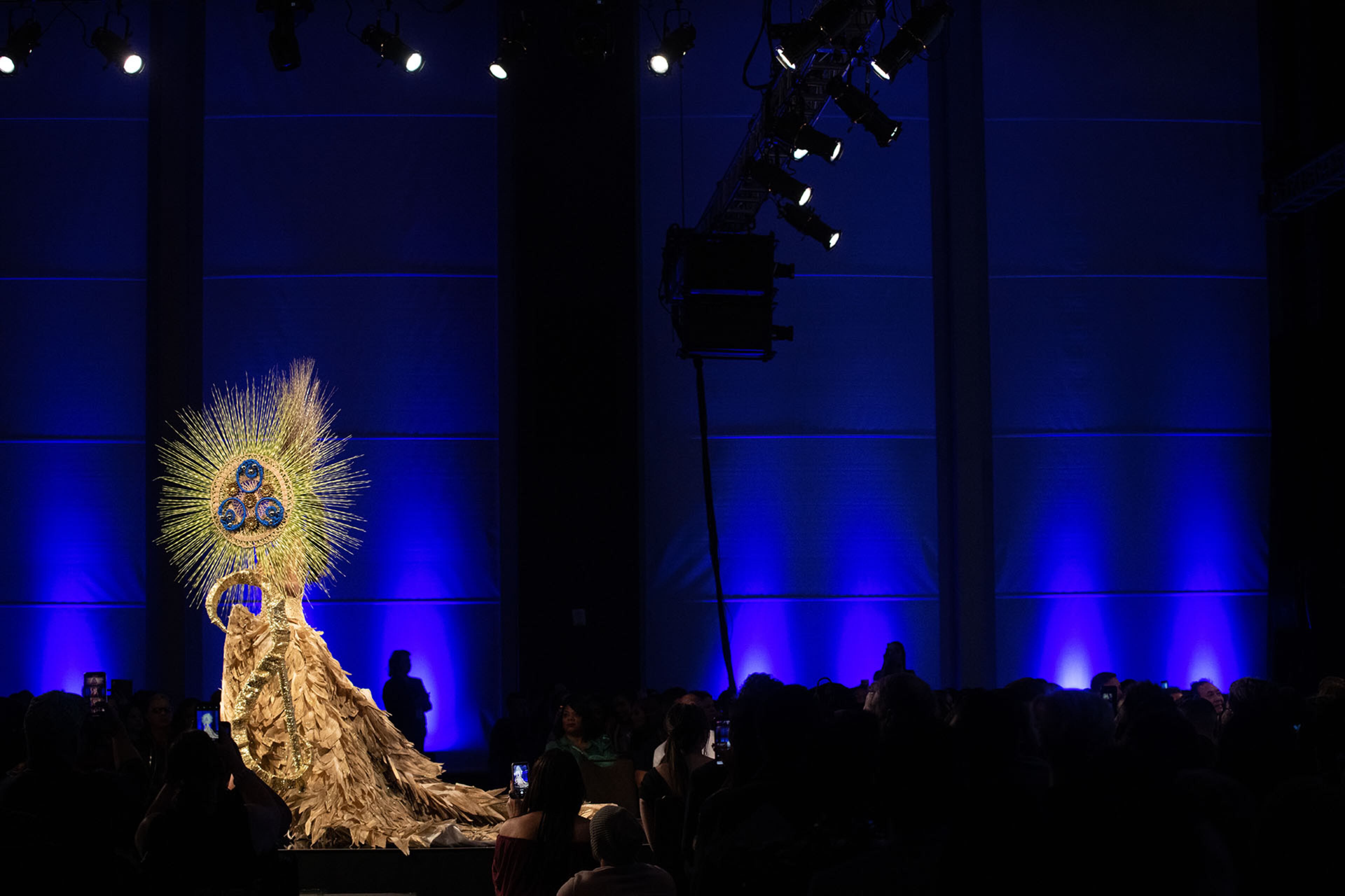 Miss Honduras Rosemary Arauz showcases her costume that represents her country at the Miss Universe Pageant National Costume Show in Atlanta on Friday, Dec. 6, 2019. PHOTO BY ELISSA BENZIE/FOR THE AJC
