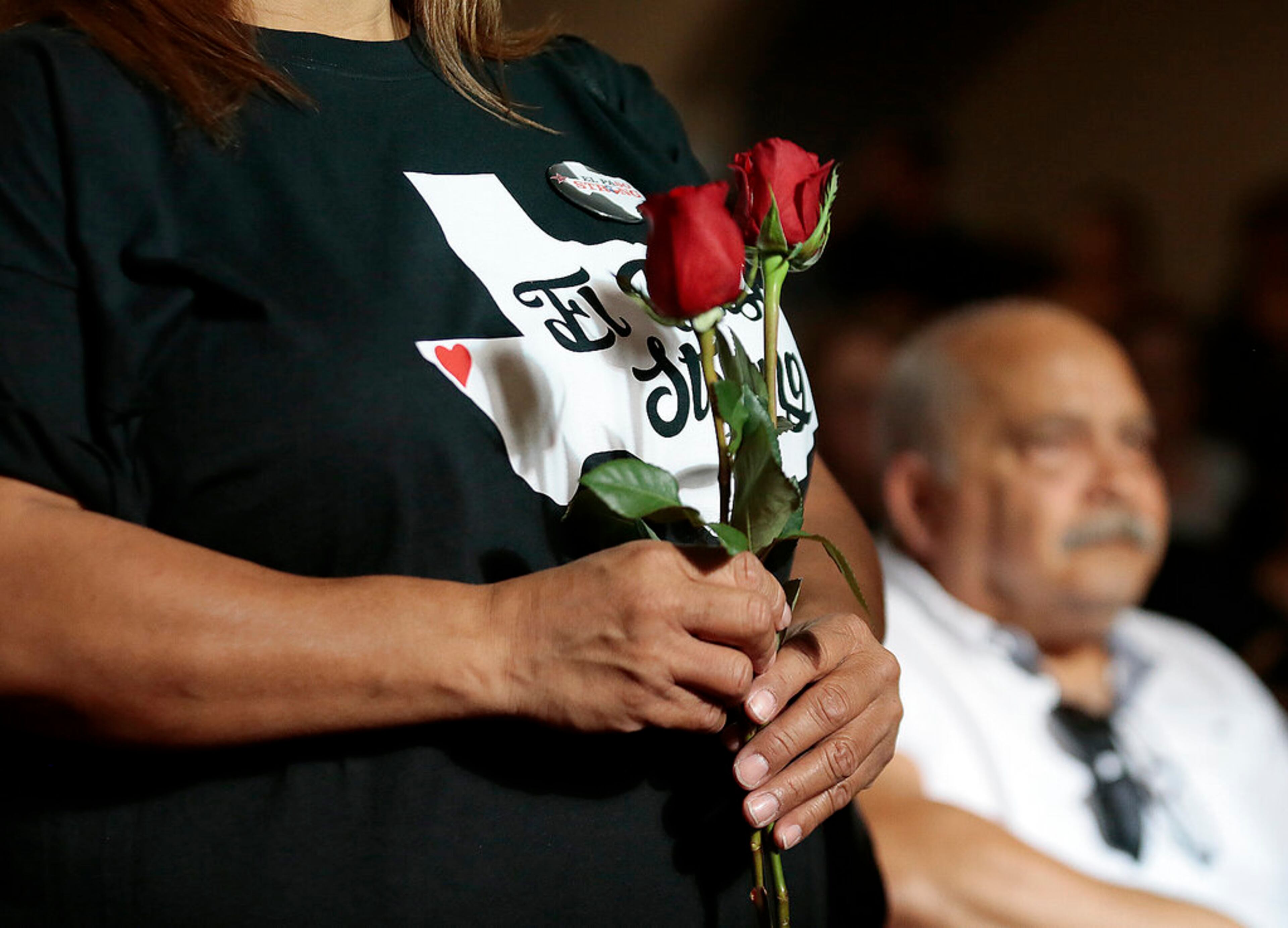 Mourners attend a service for Margie Reckard, who was killed in a mass shooting earlier in the month, at La Paz Faith Memorial & Spiritual Center Friday, Aug. 16, 2019, in El Paso, Texas. (Mark Lambie/The El Paso Times via AP)