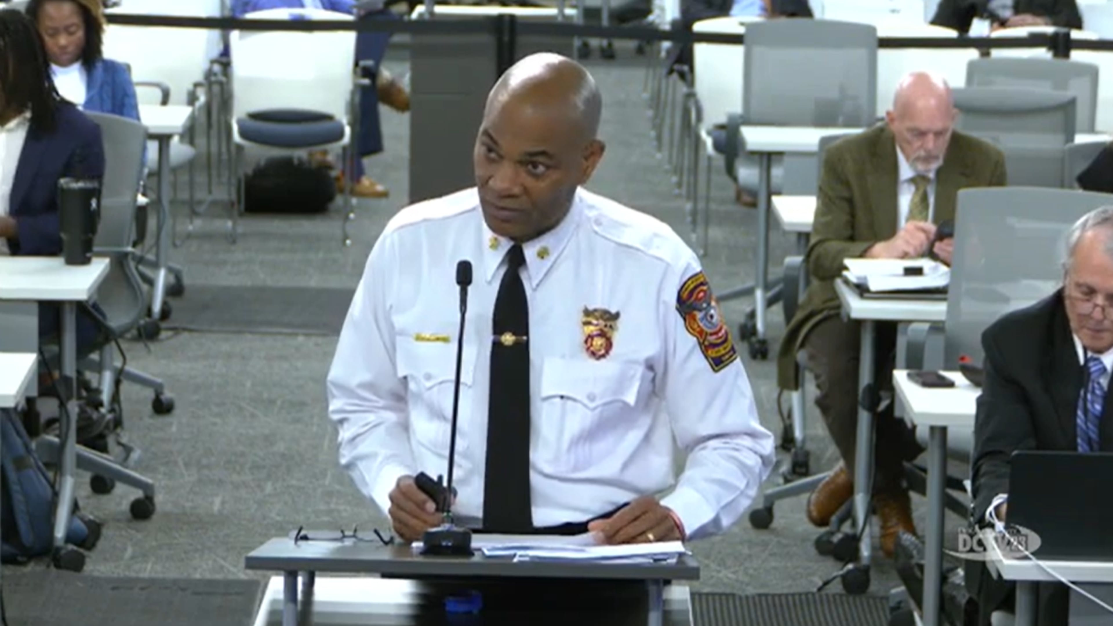 “Looking toward the future with recognizing the past, what I have seen with AMR is considerable work being put forth in the system to improve it,” DeKalb Fire Rescue Chief Darnell Fullum said. (Screen shot from DeKalb County Government YouTube channel)