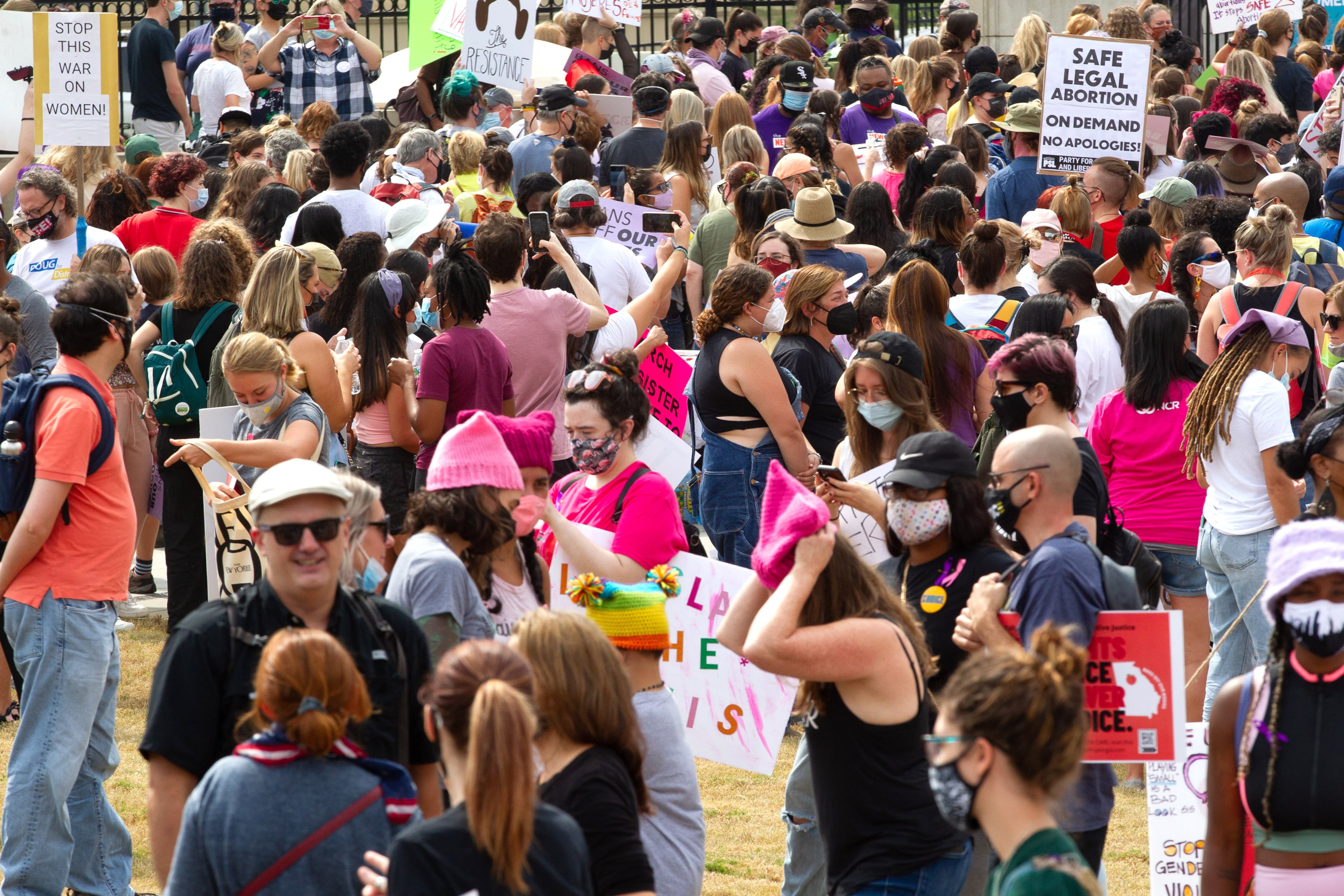People fill Liberty Plaza during the Rally & March for Reproductive Justice across from the state Capitol in Atlanta on Saturday, October 2, 2021. The event was part of Women's March rallies across Georgia and the U.S. (Photo: Steve Schaefer for The Atlanta Journal-Constitution)