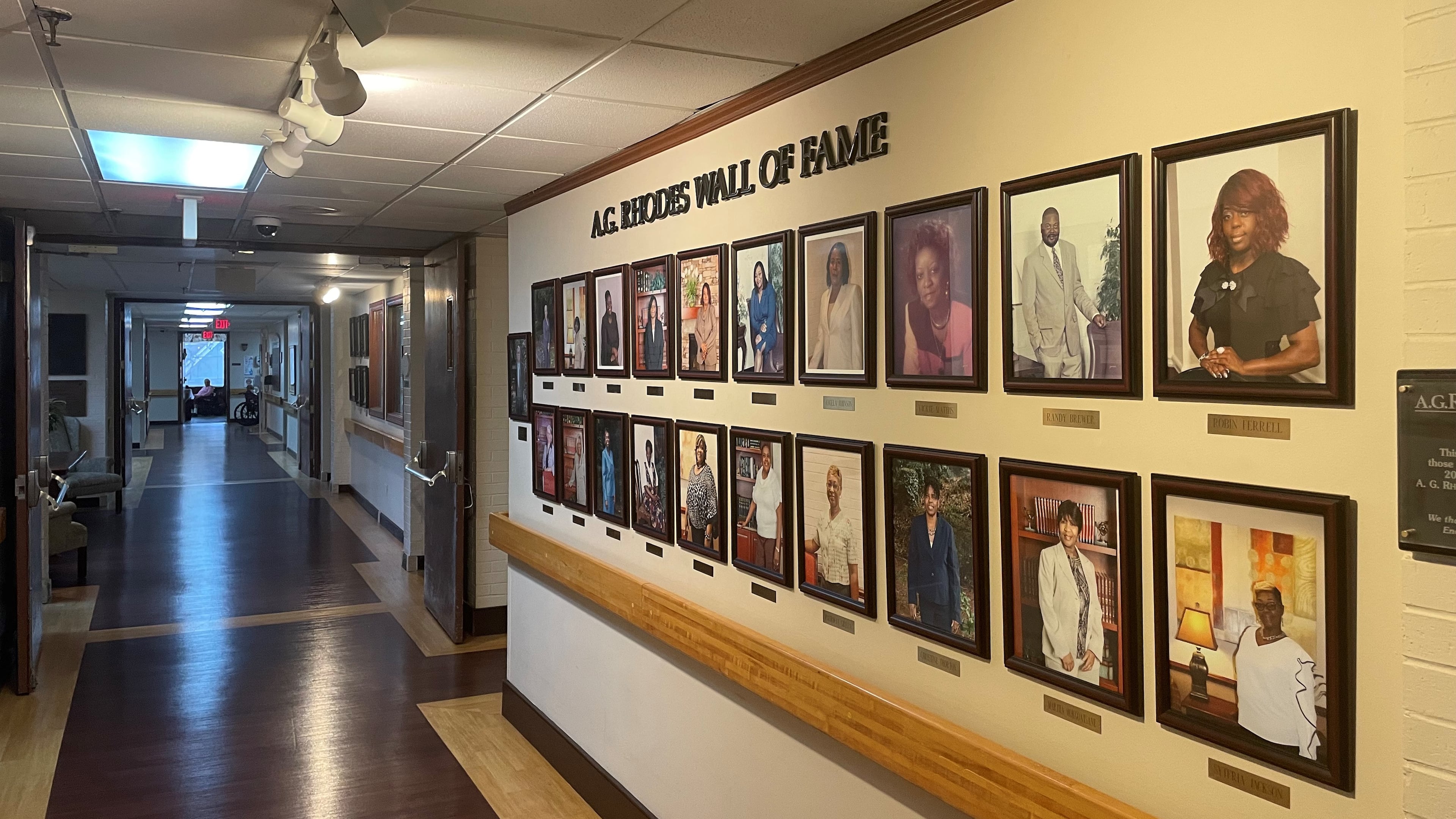 At the A.G. Rhodes nursing home in Atlanta, a "Wall of Fame" honors individuals who have worked at the facility for 20 years or longer. Across Georgia, the senior care industry is facing a staffing crisis, leaving a growing number of older adults in need of services. (Carrie Teegardin / cteegardin@ajc.com)