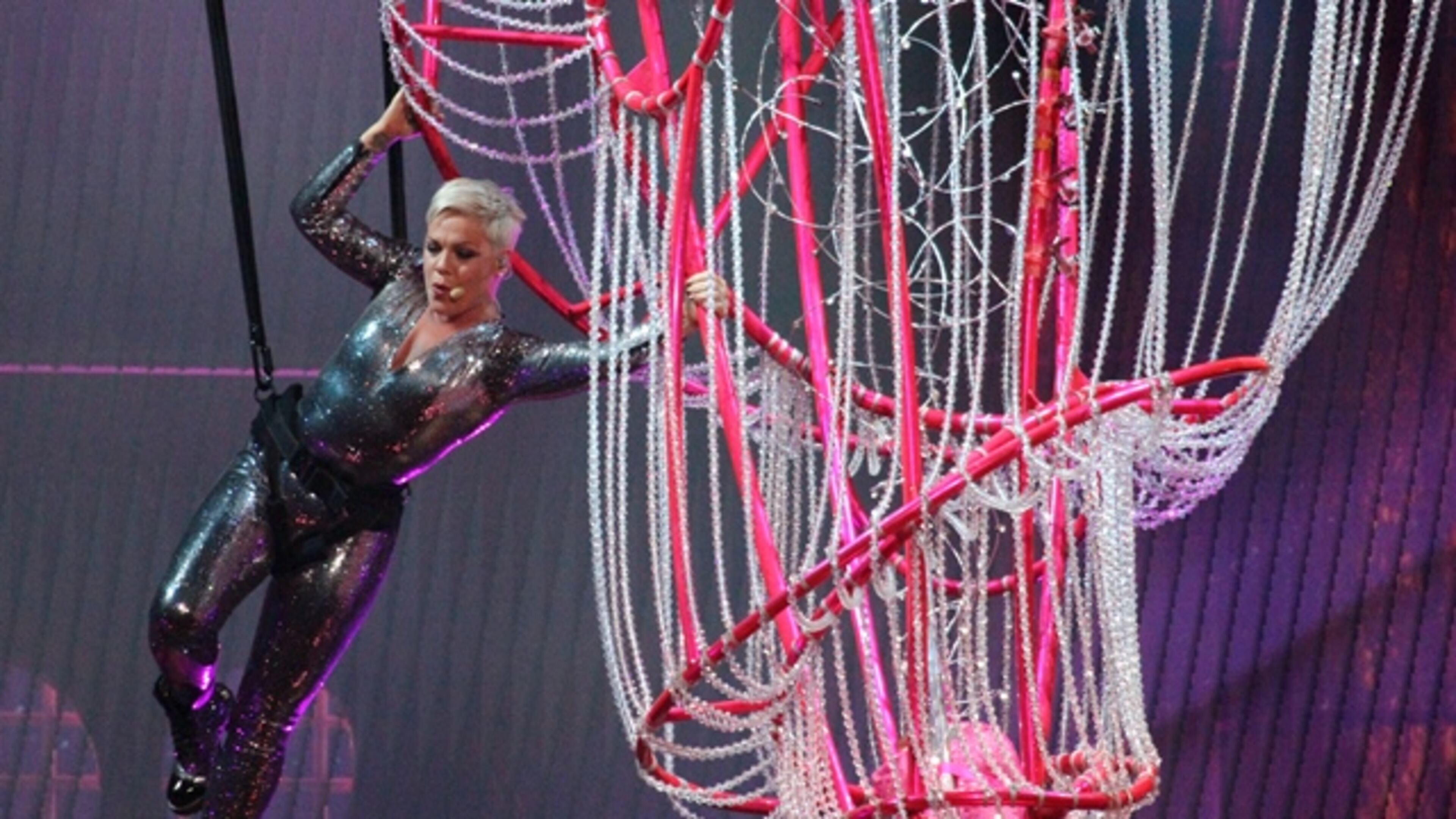 Pink delivered high-flying skills, tremendous vocals and a lot of fun at her sold-out Philips Arena show on April 21, 2018. Photo: Melissa Ruggieri/AJC