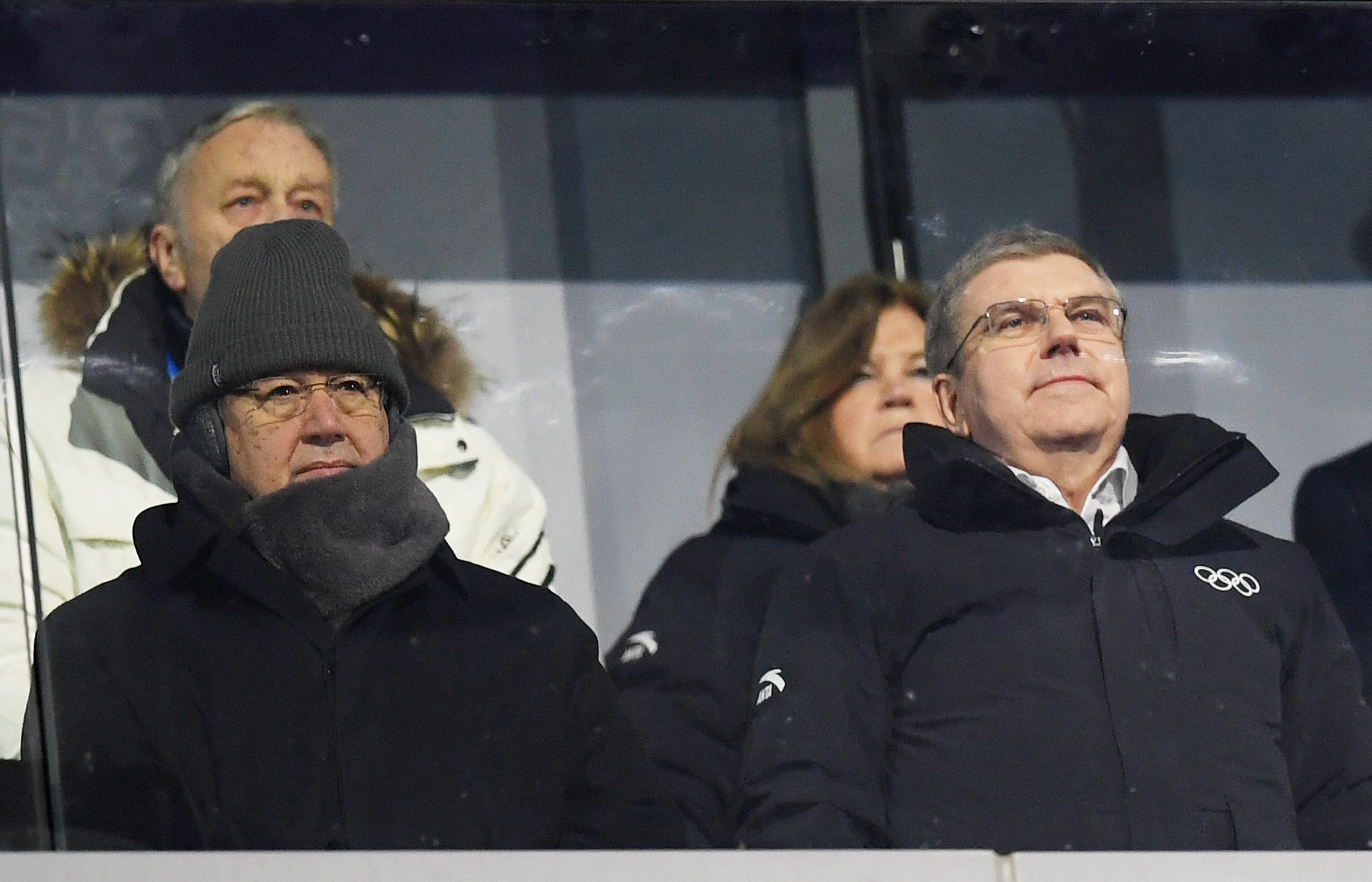 PYEONGCHANG-GUN, SOUTH KOREA - FEBRUARY 09: IOC President Thomas Bach watches on during the Opening Ceremony of the PyeongChang 2018 Winter Olympic Games at PyeongChang Olympic Stadium on February 9, 2018 in Pyeongchang-gun, South Korea. (Photo by Matthias Hangst/Getty Images)