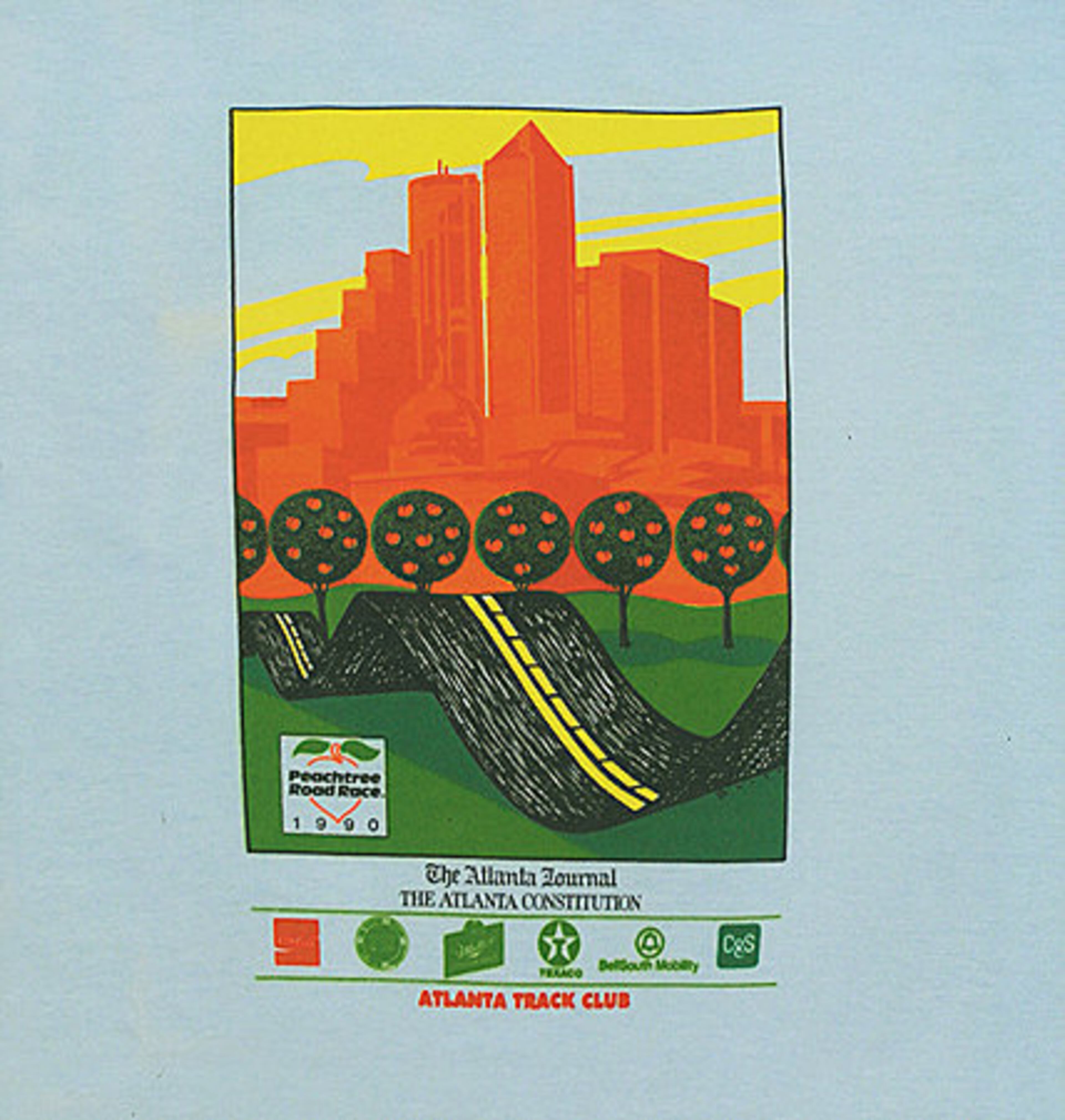 The 1990 shirt was the first to feature the Atlanta skyline -- peach-colored, of course.