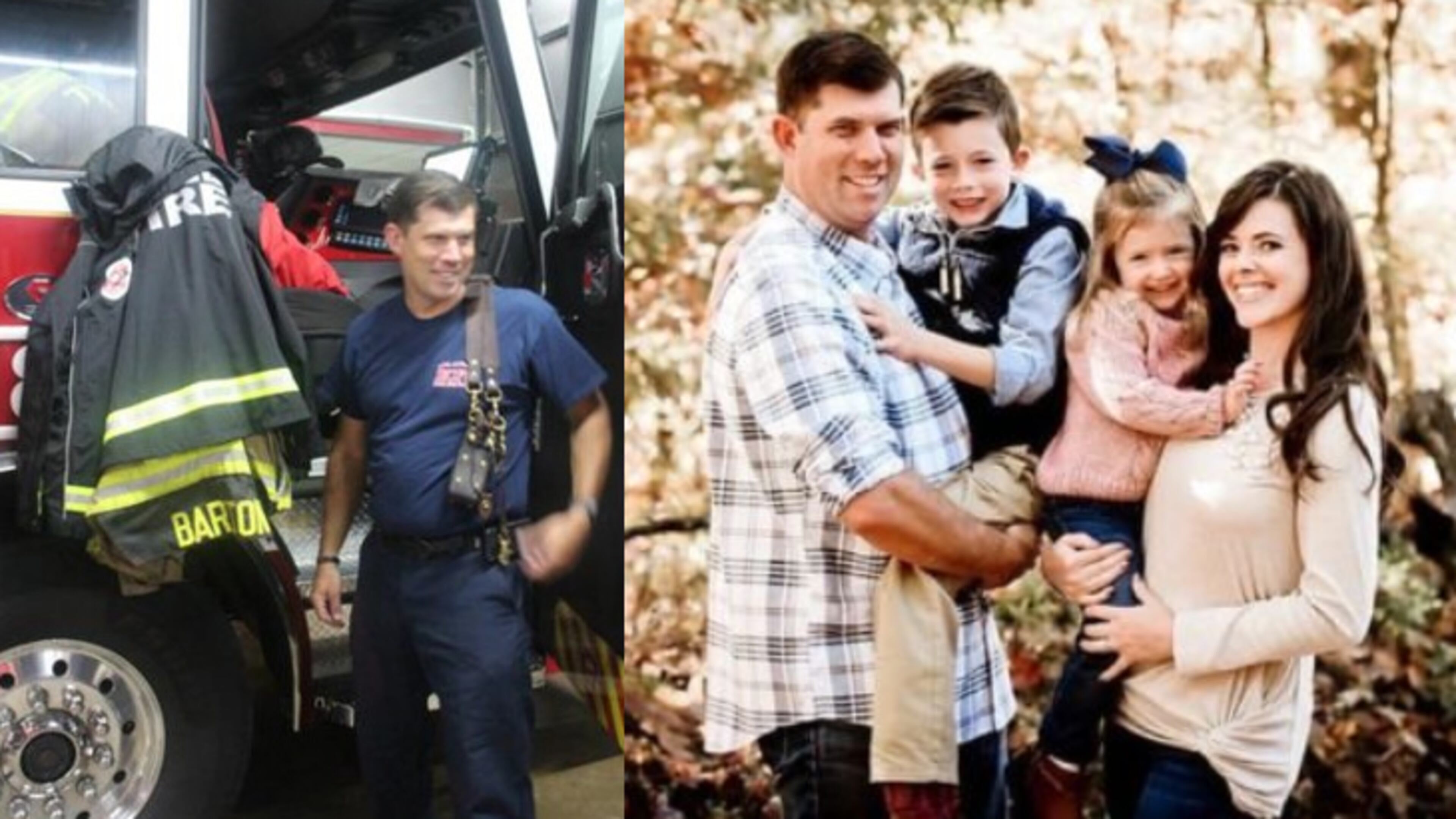 Sgt. Jonathan Barton (left) along with his wife, Jessica, and their two kids, Maverick and Vivian.