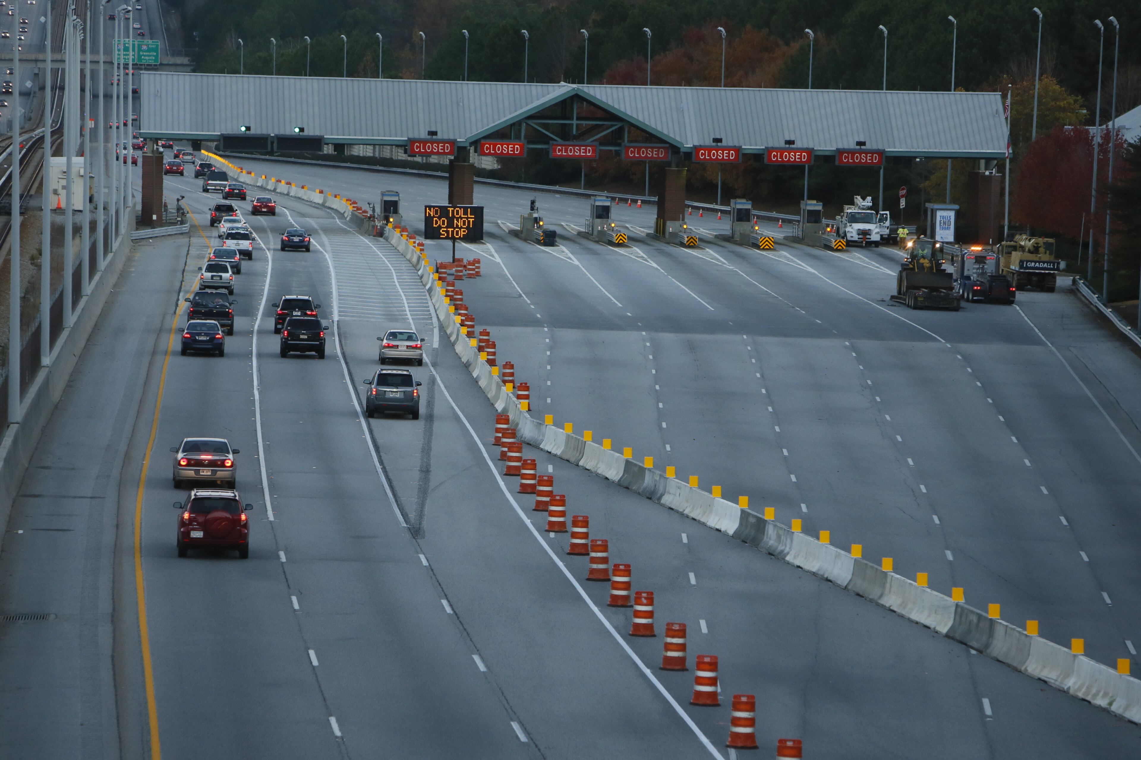 No heavy demolition work is expected to take place during the winter holidays, according to the Georgia Department of Transportation. In January, workers will begin demolition on the toll booths, canopy, and reeinforcement structure, as well as the filling in of the tunnel stairwells with cement. The $4.5-million project will be completed in the fall of 2014, AJC staff writer Andria Simmons reports. BOB ANDRES/BANDRES@AJC.COM