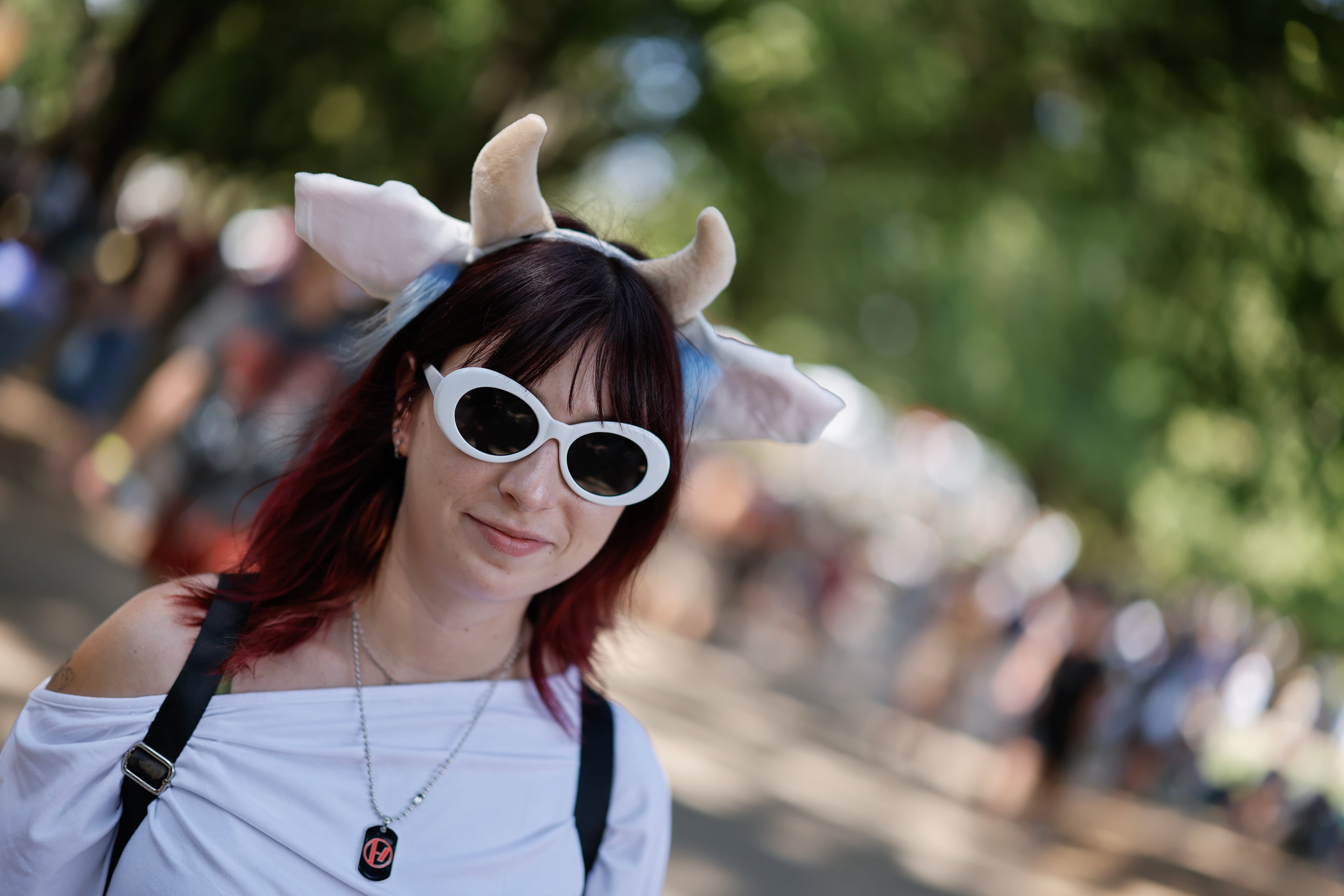 Elena Coletta depicts Ned while attending the Shaky Knees music festival at Piedmont Park, Saturday, Sept. 19, 2026, in Atlanta. (Erik S. Lesser for the AJC)