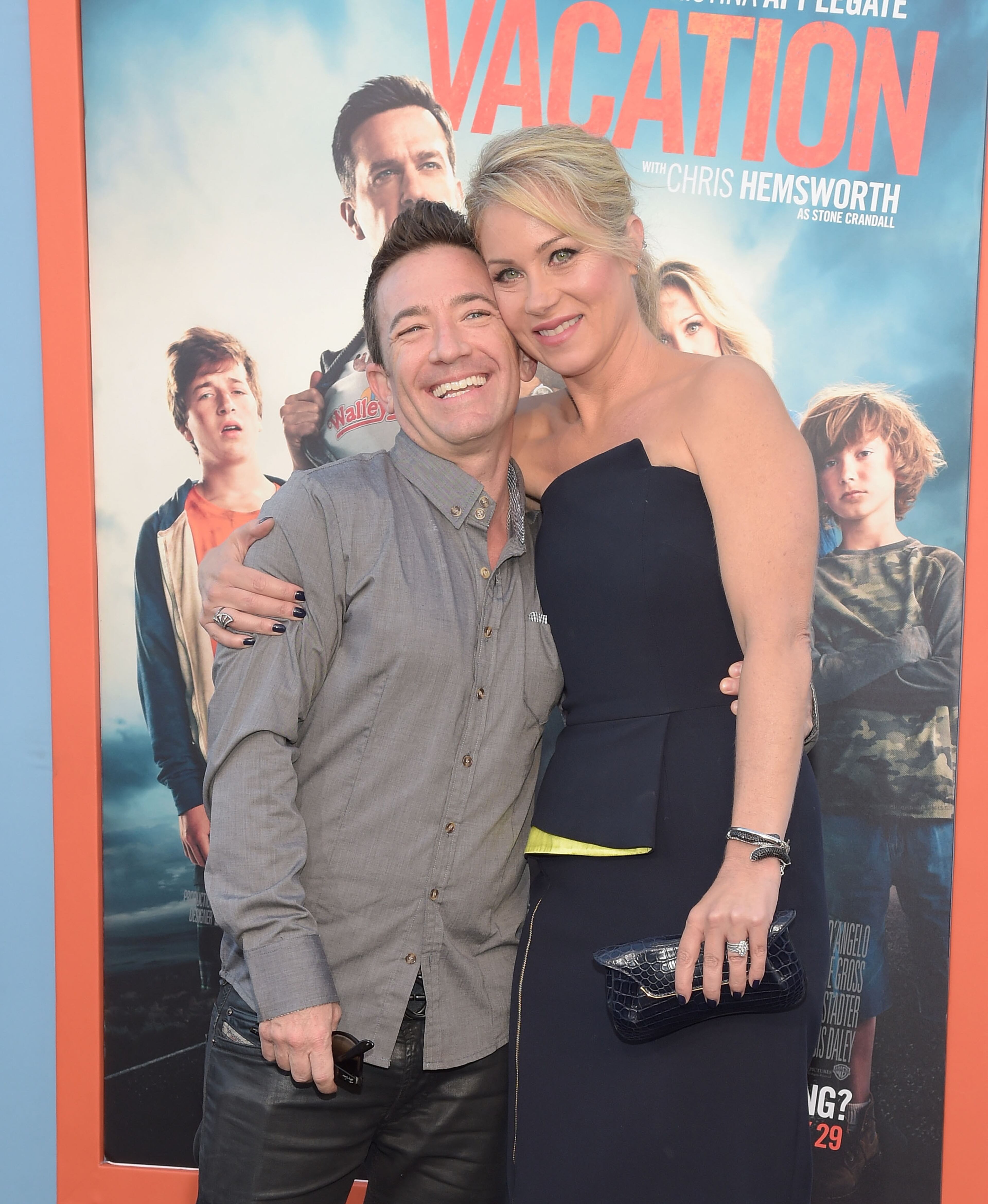 WESTWOOD, CA - JULY 27: Actors David Faustino and Christina Applegate attend the premiere of "Vacation" at Regency Village Theatre on July 27, 2015 in Westwood, California. (Photo by Jason Kempin/Getty Images)