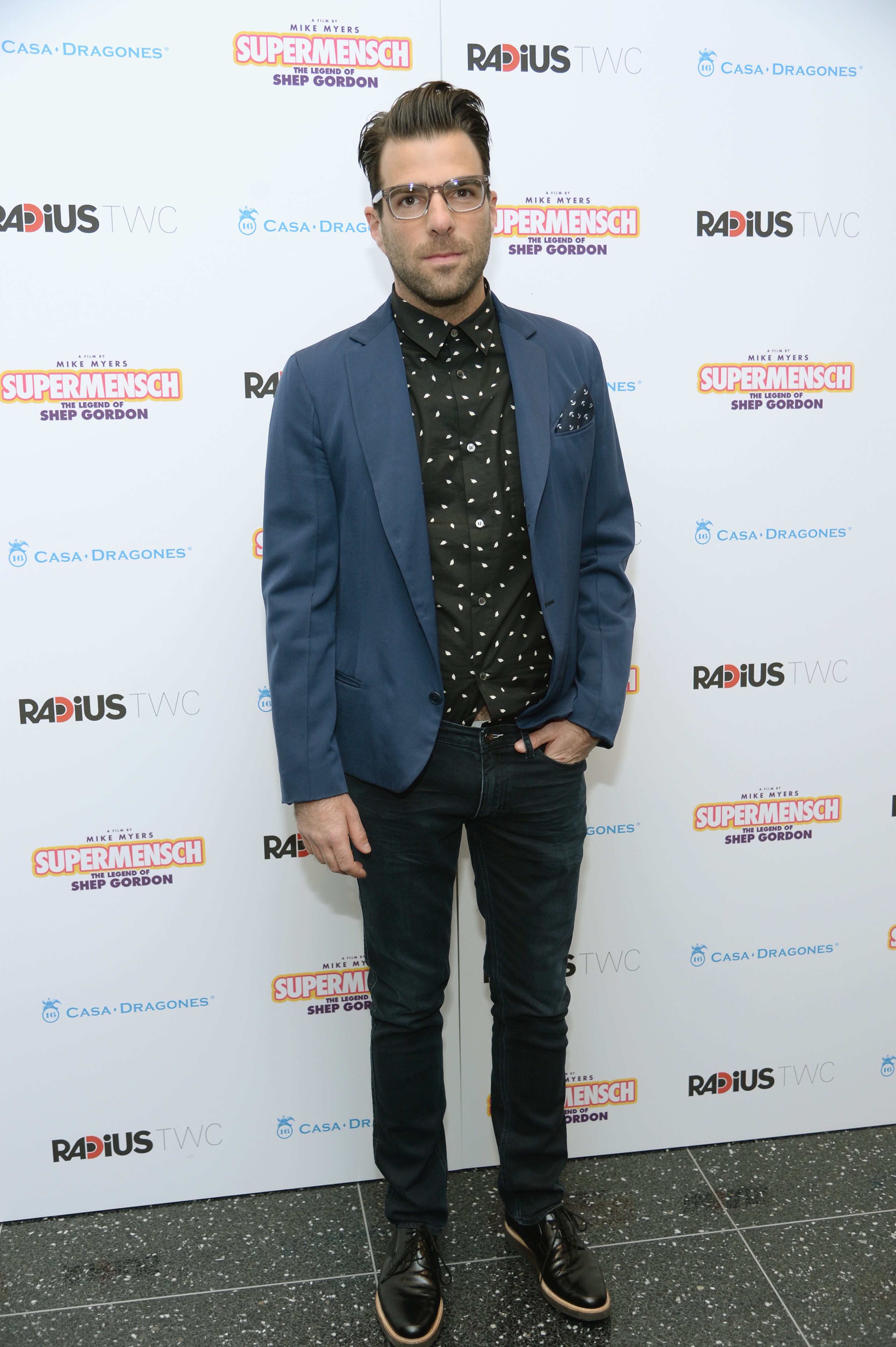 NEW YORK, NY - MAY 29: Actor Zachary Quinto attends the ""Supermensch: The Legend Of Shep Gordon" screening at The Museum of Modern Art on May 29, 2014 in New York City. (Photo by Dimitrios Kambouris/Getty Images)