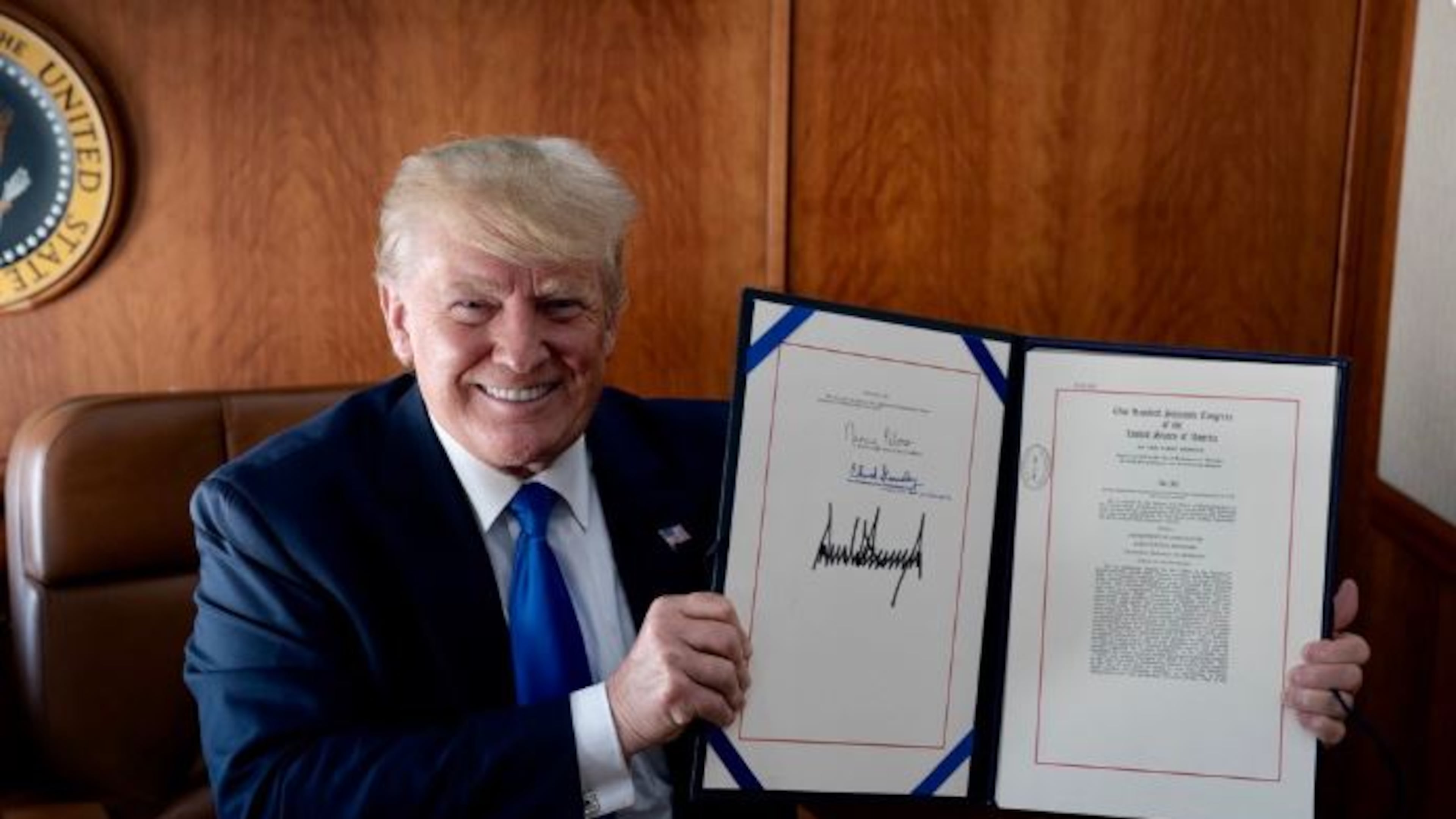 President Donald Trump tweeted out this picture of a $19.1 billion disaster relief bill he signed into law on Thursday.