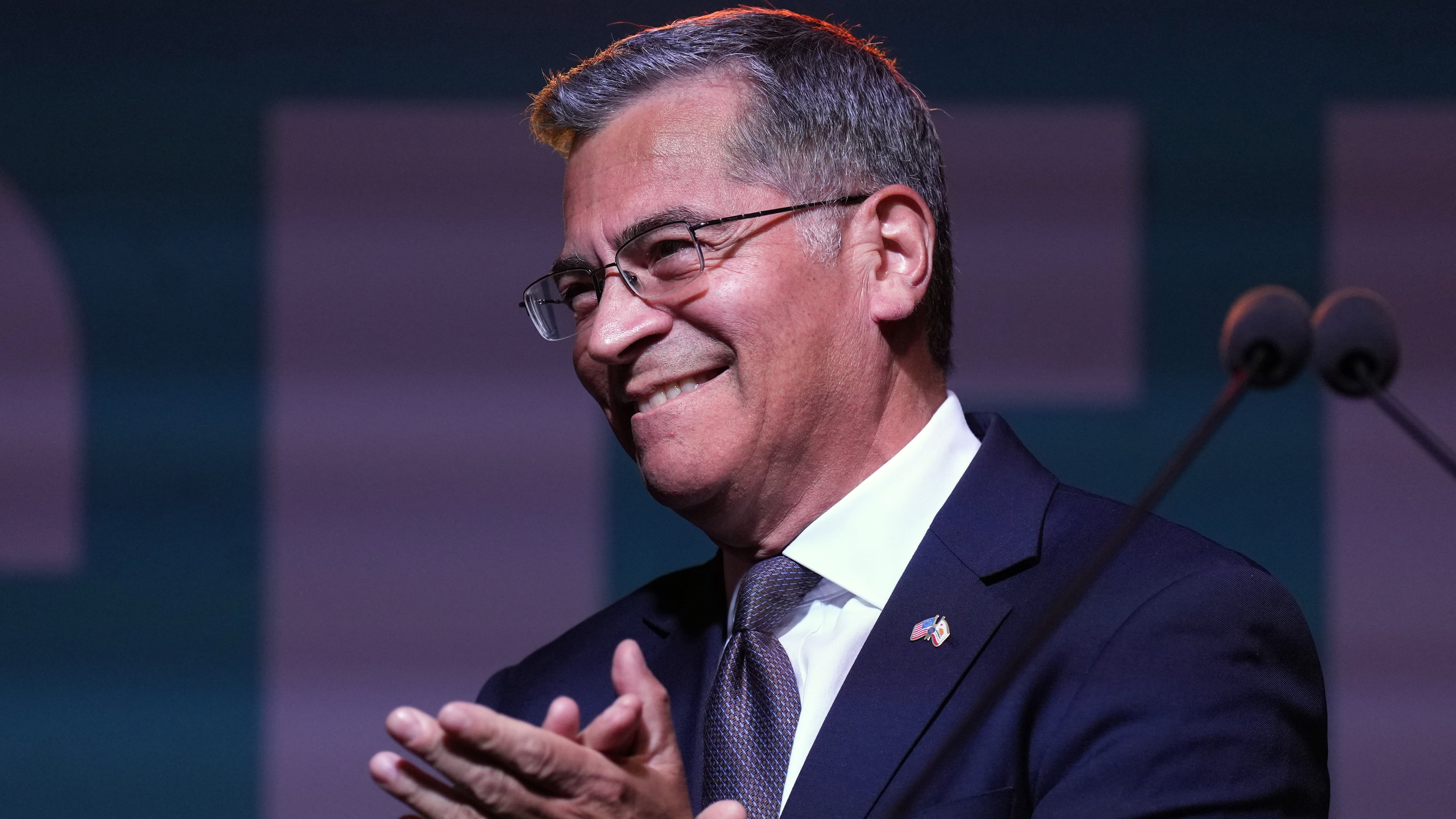 California gubernatorial candidate Xavier Becerra speaks during an election night event Tuesday, June 2, 2026, in Los Angeles. (AP Photo/Jae C. Hong)