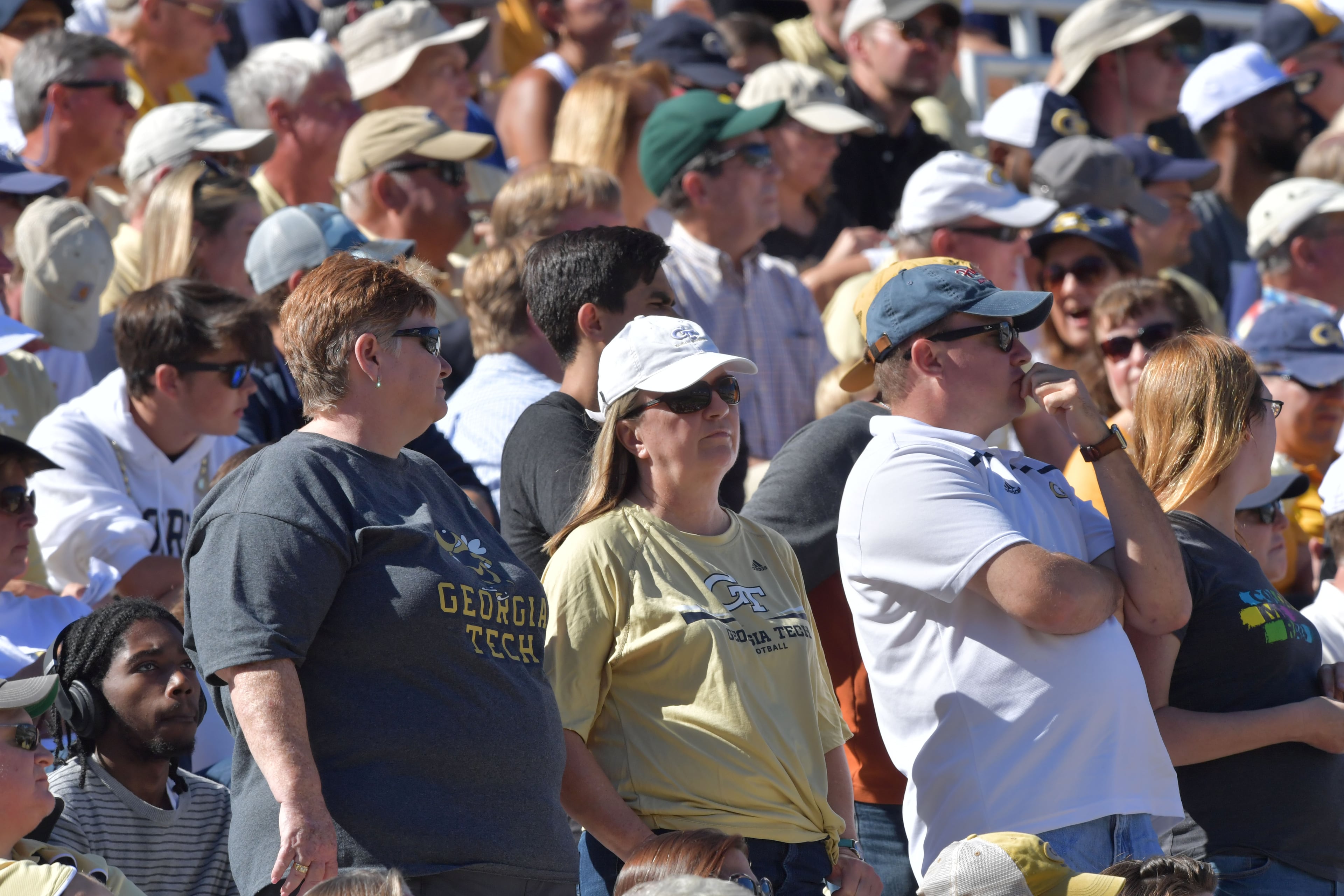 October 13, 2018 Atlanta - Georgia Tech fans react in the second half at Bobby Dodd Stadium on October 13, 2018. Duke won 28-14 over the Georgia Tech. HYOSUB SHIN / HSHIN@AJC.COM