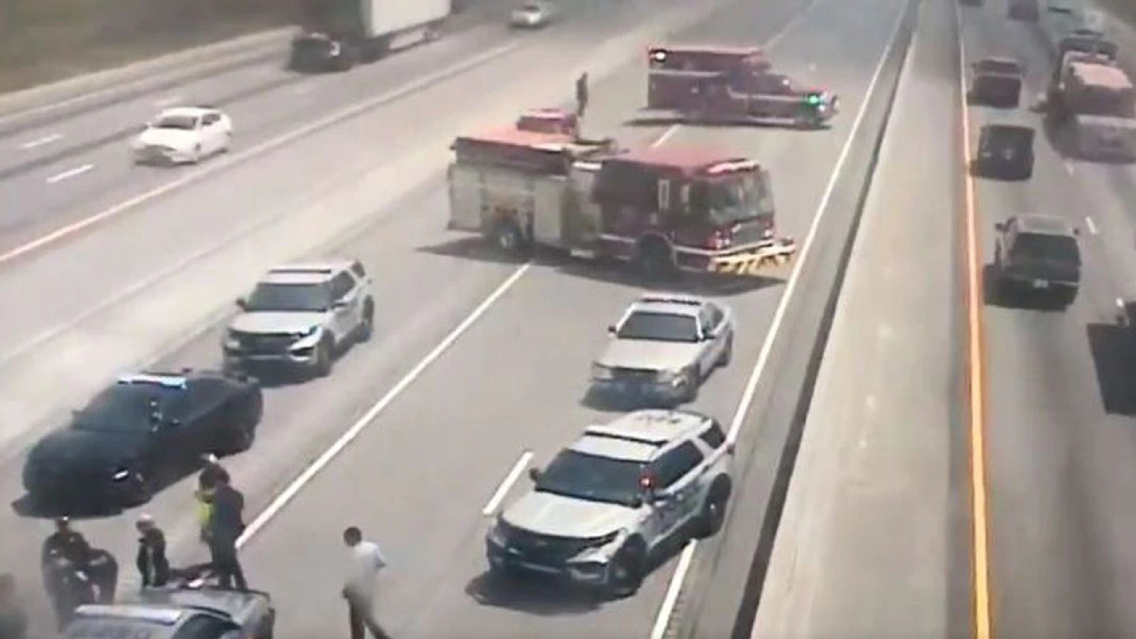 A wrong-way driver in a stolen car crashed in the express lane on I-75 in Henry County on Friday, May 28, 2021. WSB 24-hour Traffic Center