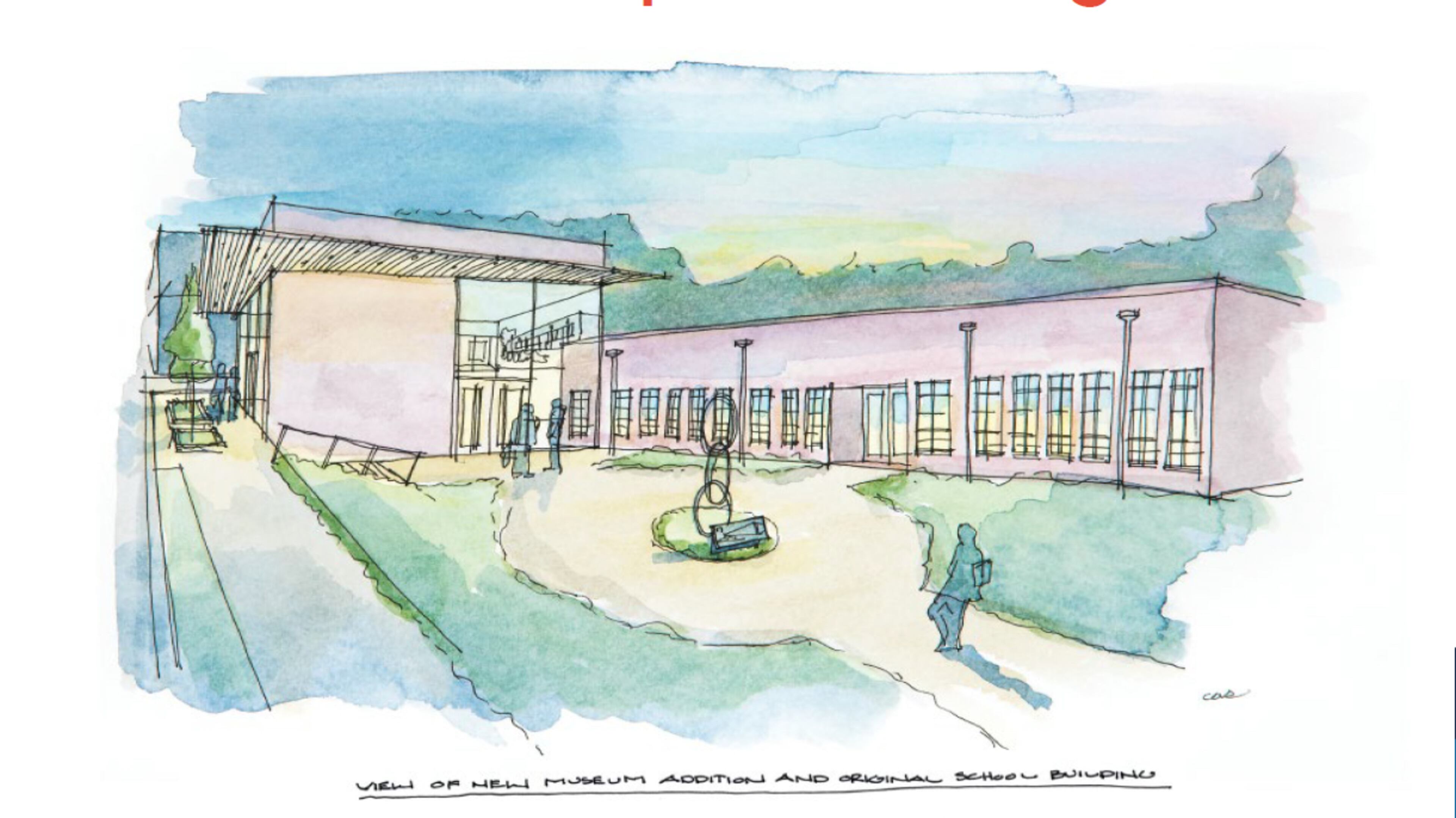 This view of the new themed library at the former Hooper-Renwick School shows a view of the new museum addition and original school building. (Courtesy City of Lawrenceville)